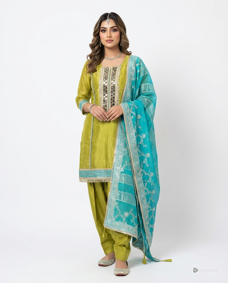 Parrot Green Embroidered Salwar Suit