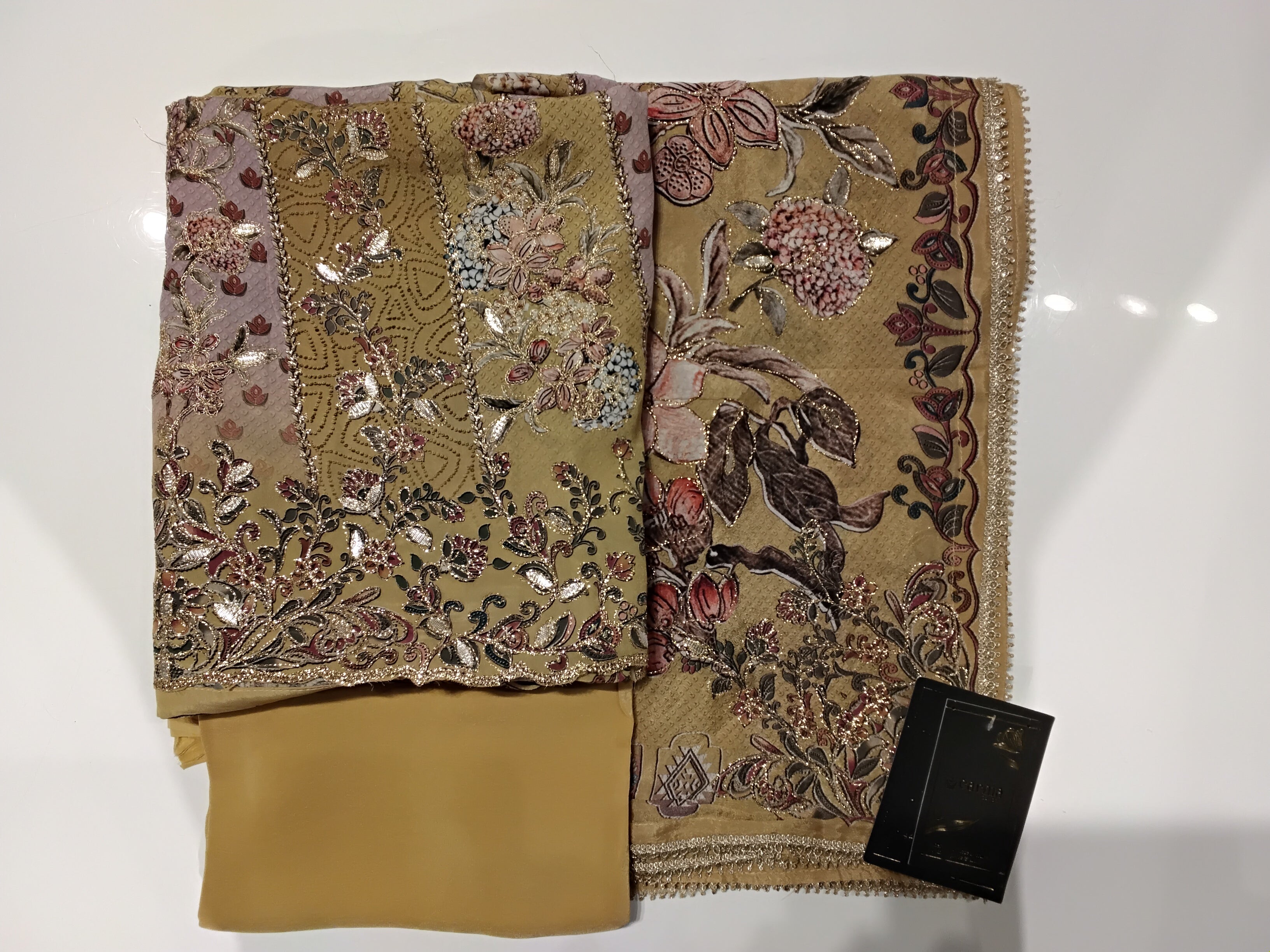 Elegant Embroidered Unstitched Suit Fabric – Luxury Floral Design