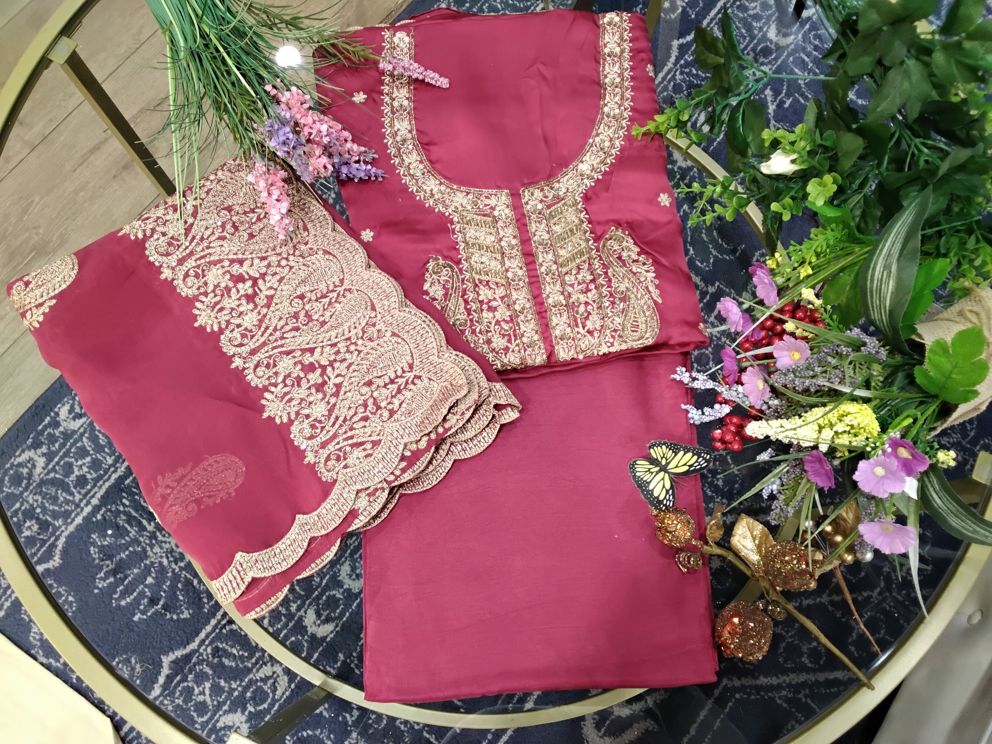 Embroidered Unstitched Suit Set with Designer Dupatta