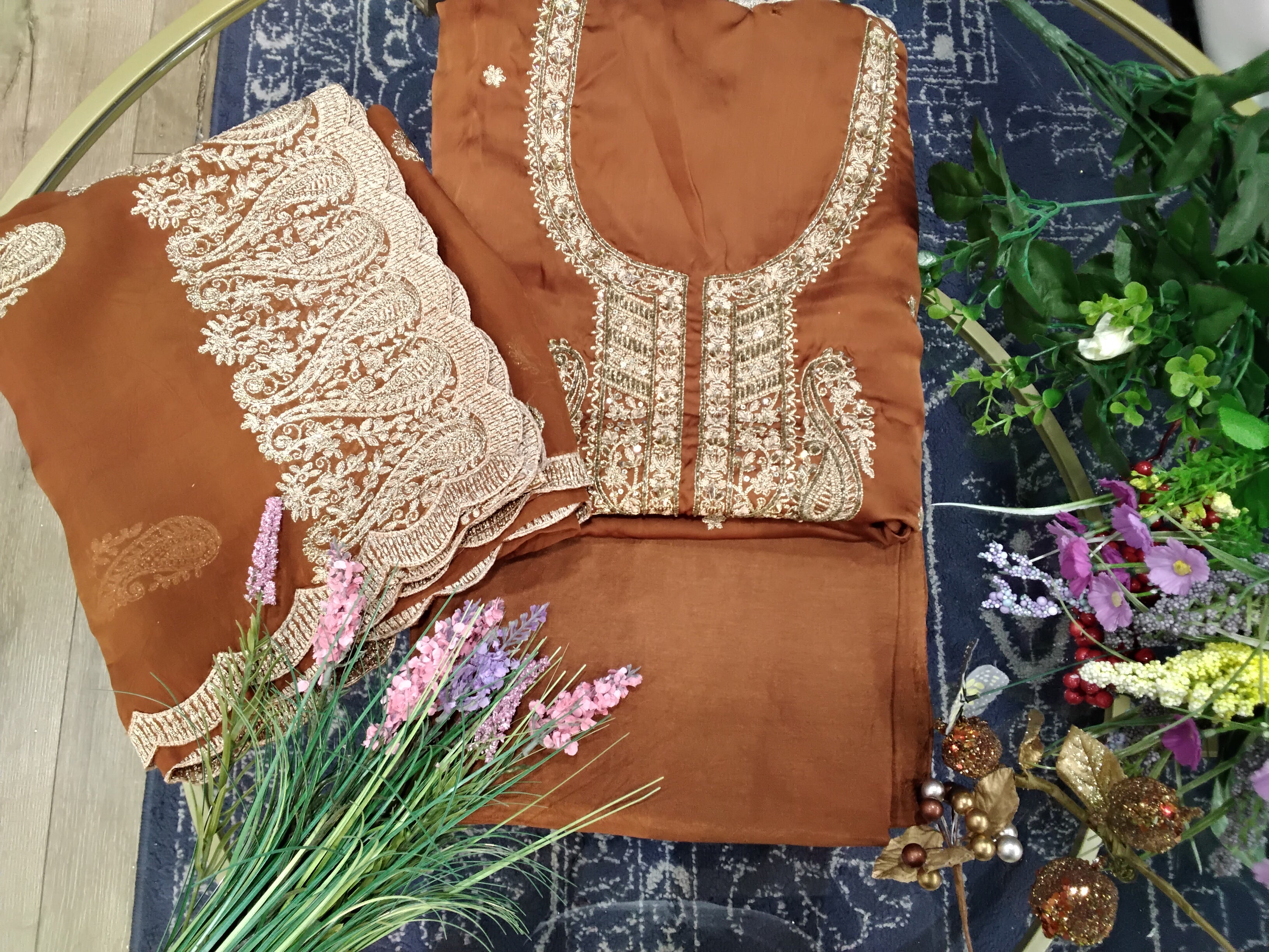 Embroidered Unstitched Suit Set with Designer Dupatta