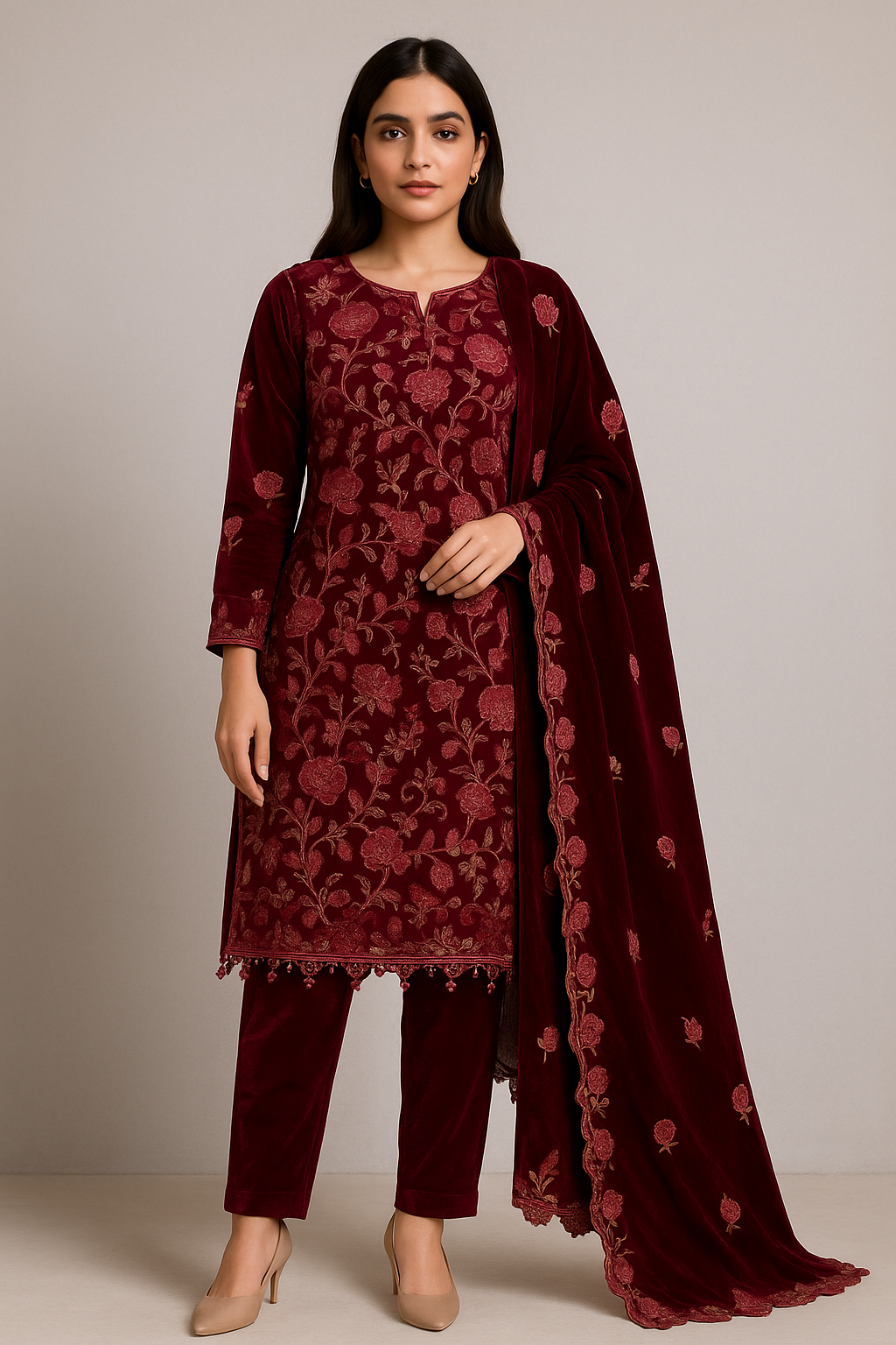 Velvet printed suit