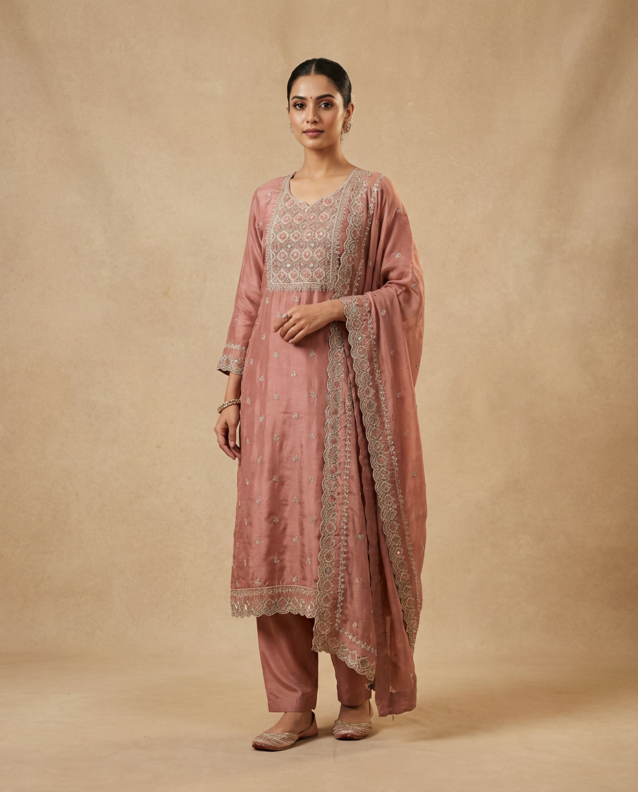 Embroidered Unstitched Suit Set – 3 Color Variants