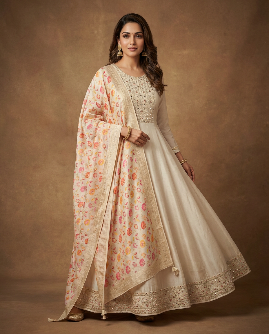 Embroidered Anarkali Suit Set