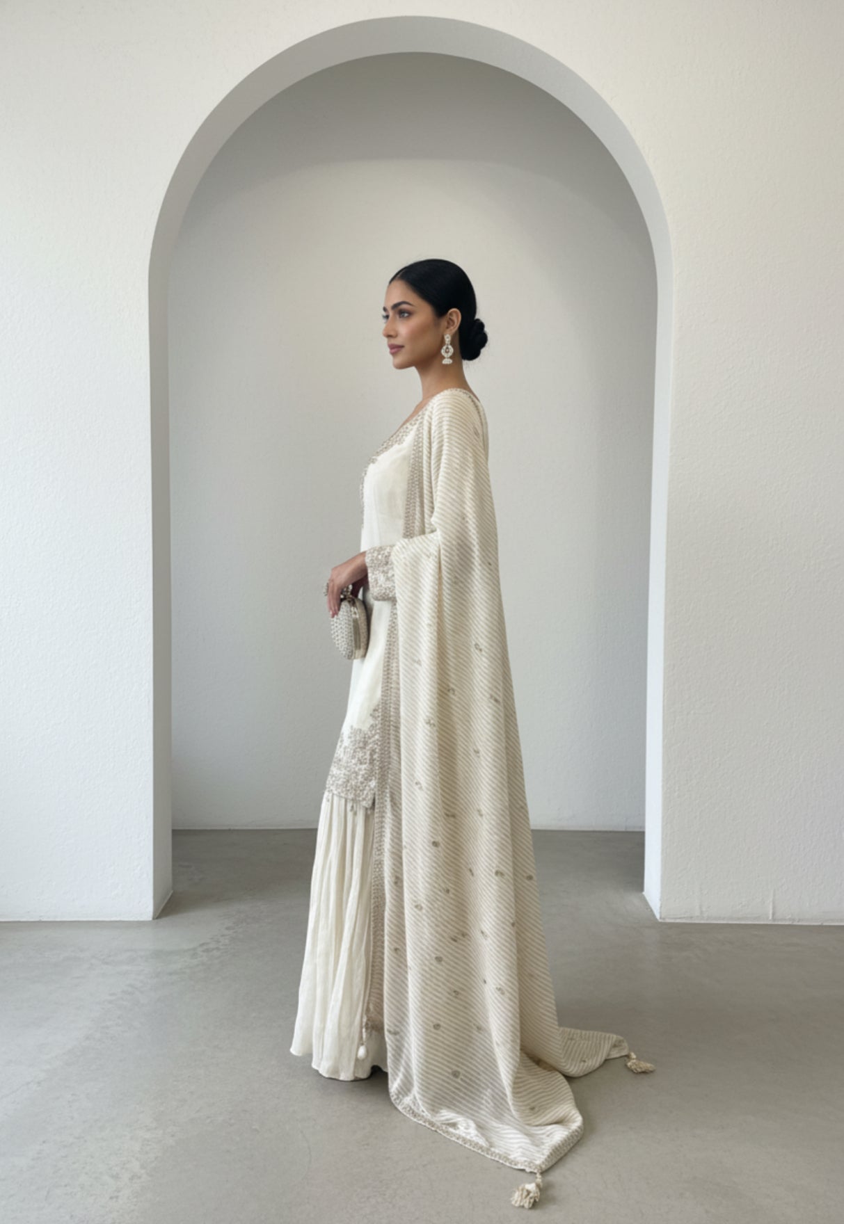 Ivory embroidered Sharara Set