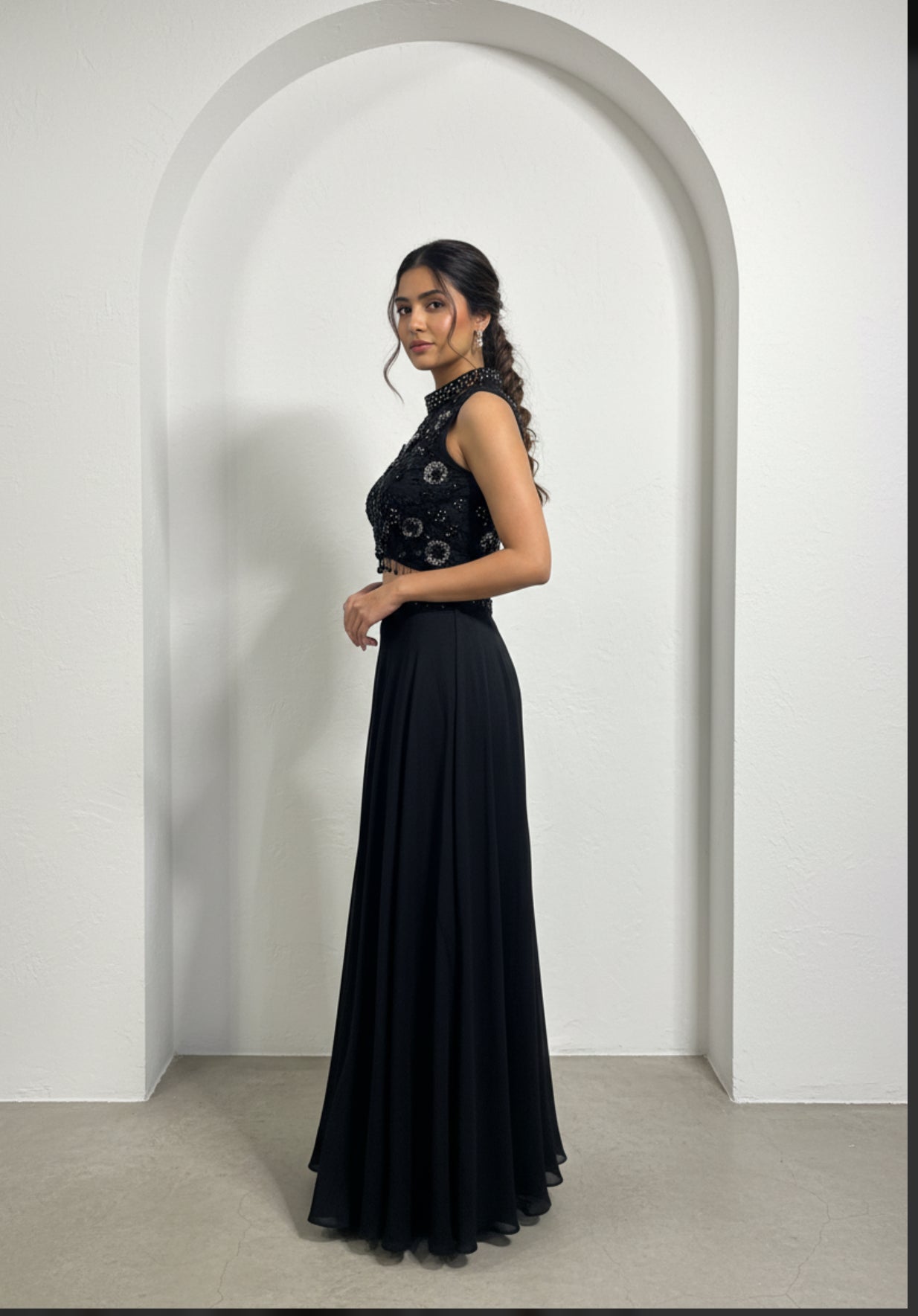 Indo western halter neck sharara set