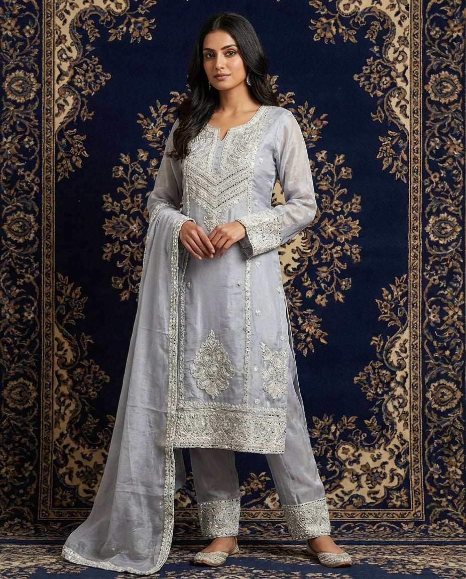 Blush Pink Embroidered Formal Pant Suit
