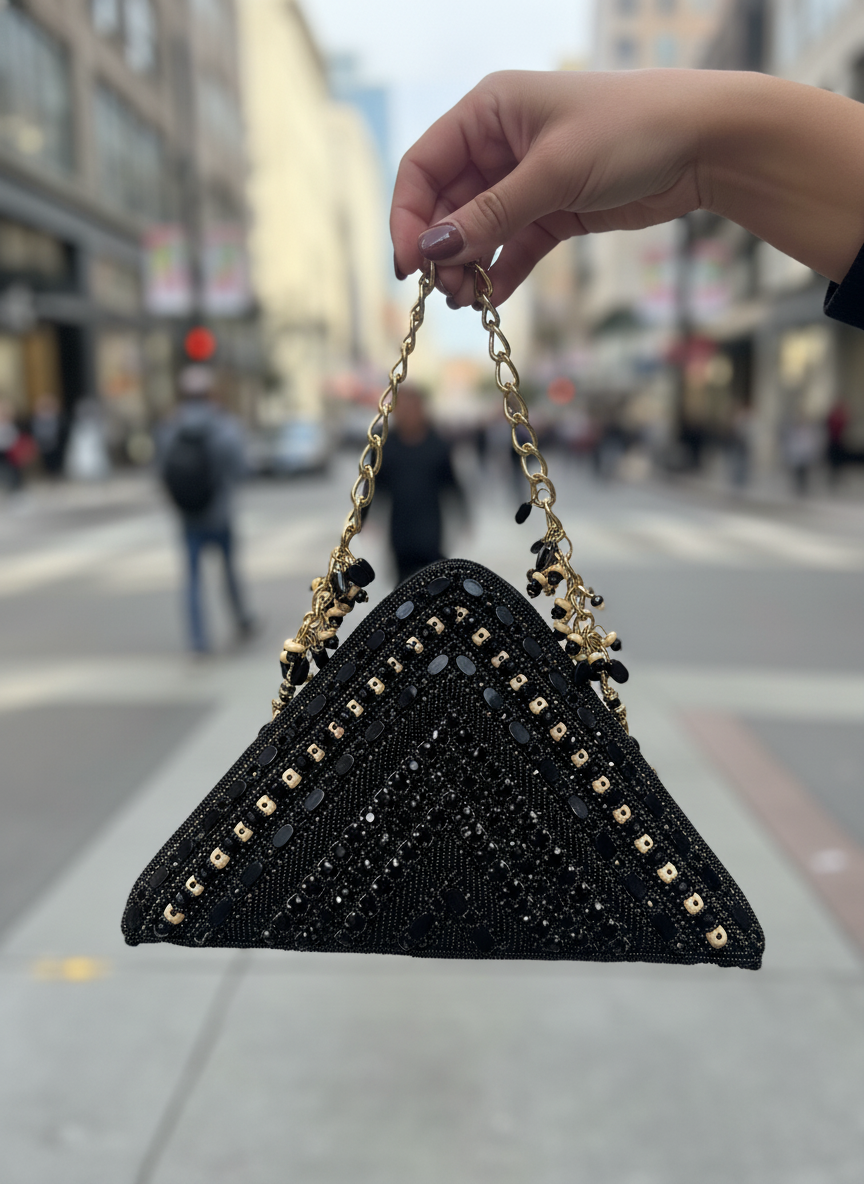 Beaded Triangular Evening Handbag – Luxury Statement Piece