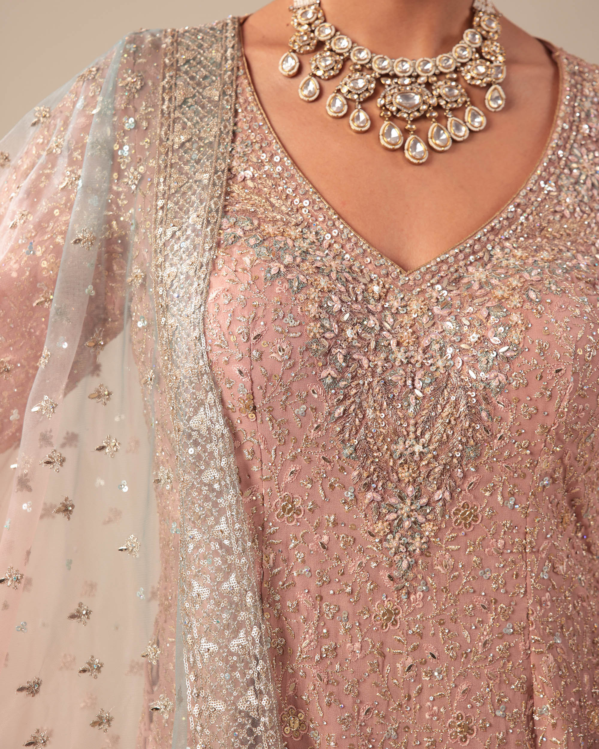 Pastel Pink & Mint Embellished Salwar Suit Set