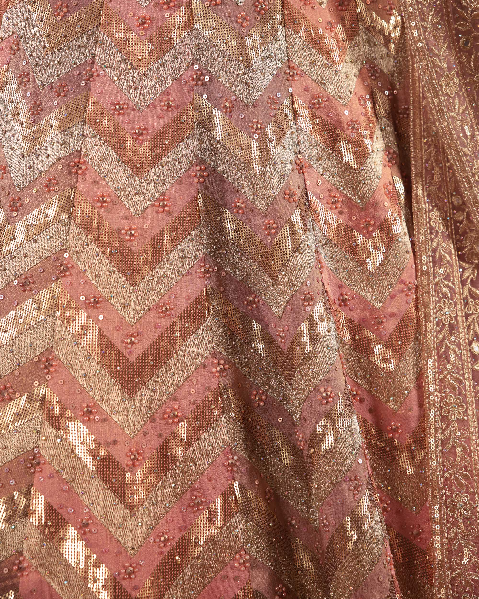 Peach Sequin Embellished Lehenga Set