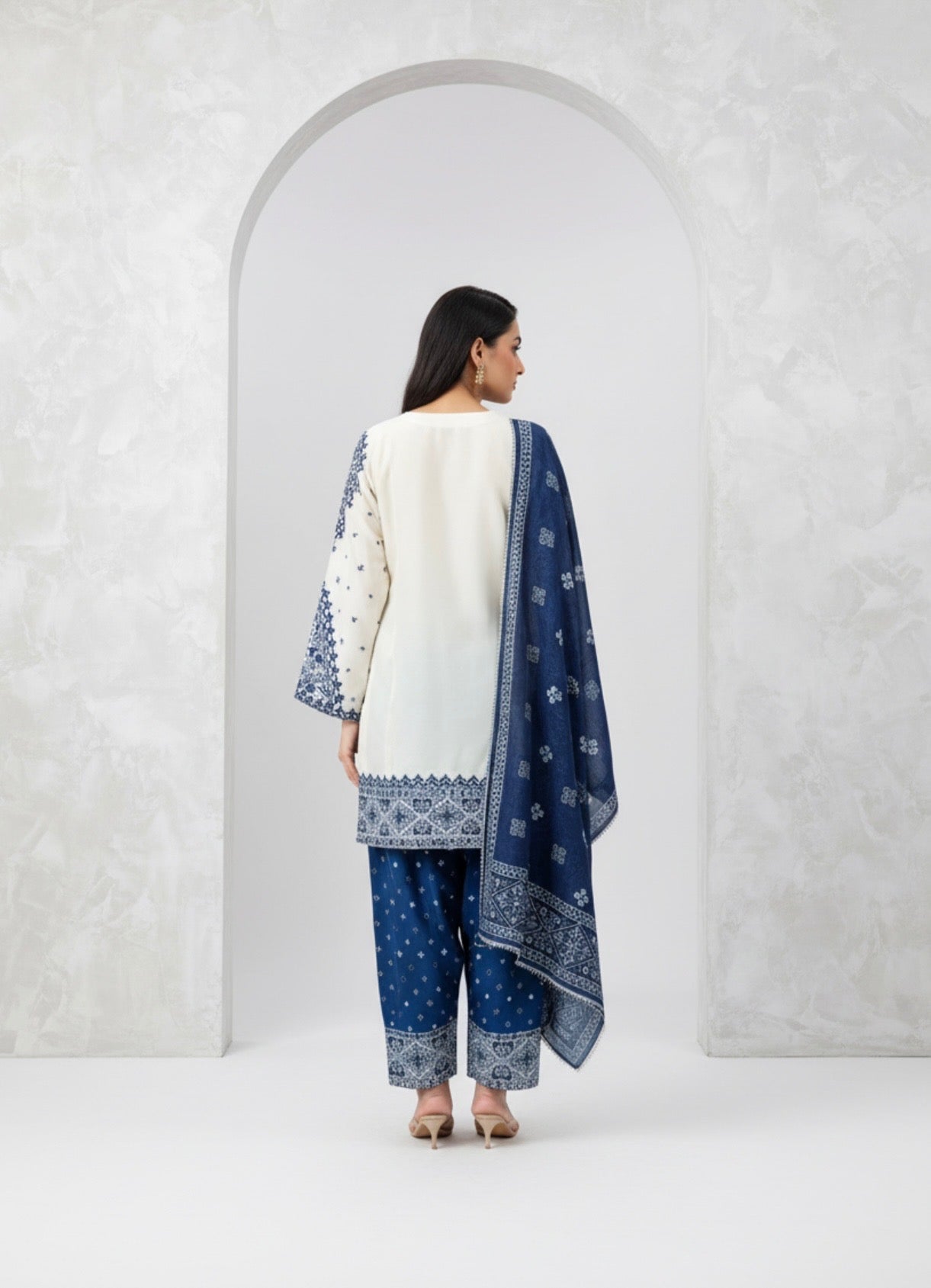 Ivory Maroon Embroidered Three-Piece Suit