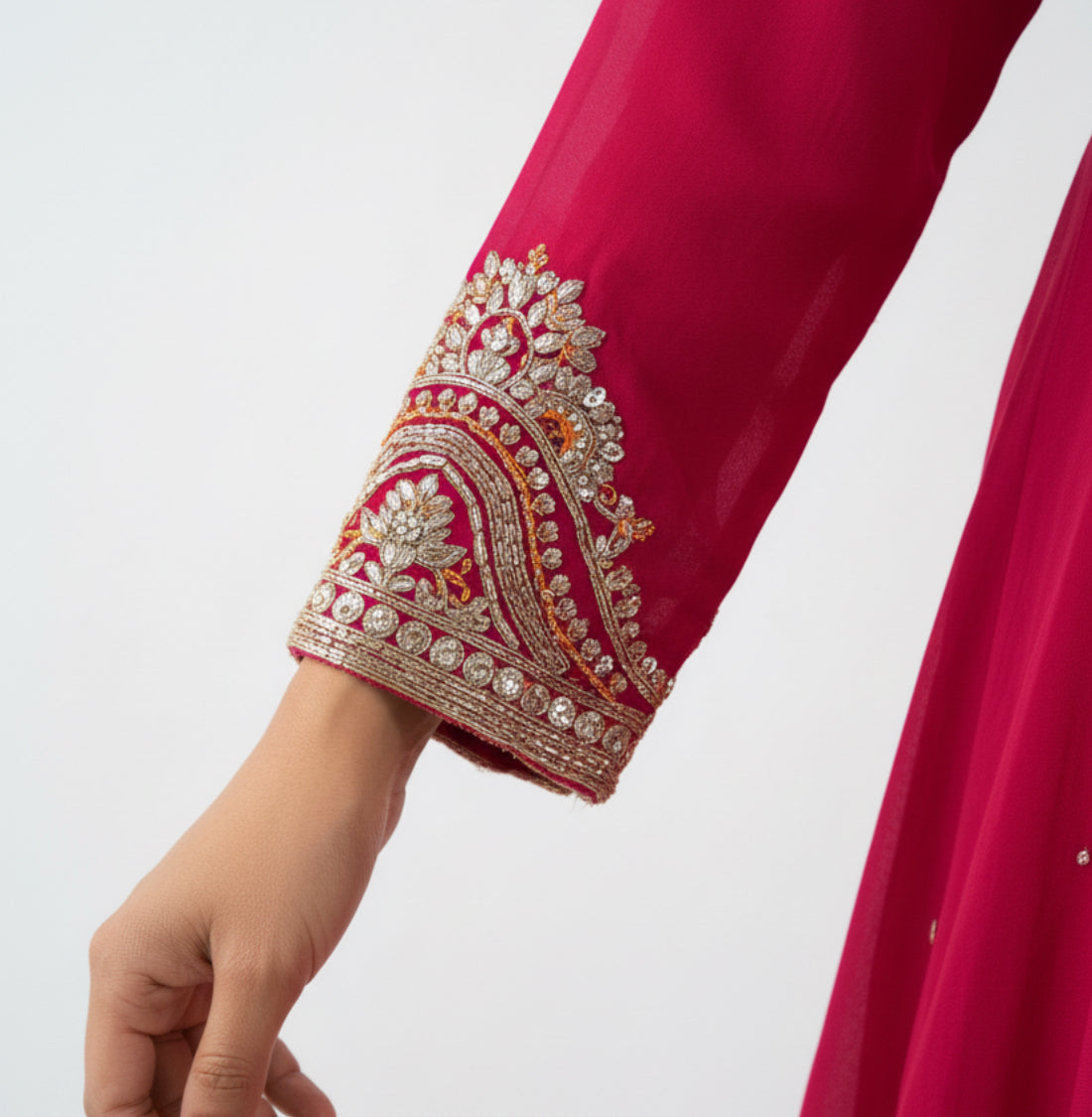 Fuchsia Gold Embroidered Sharara Suit