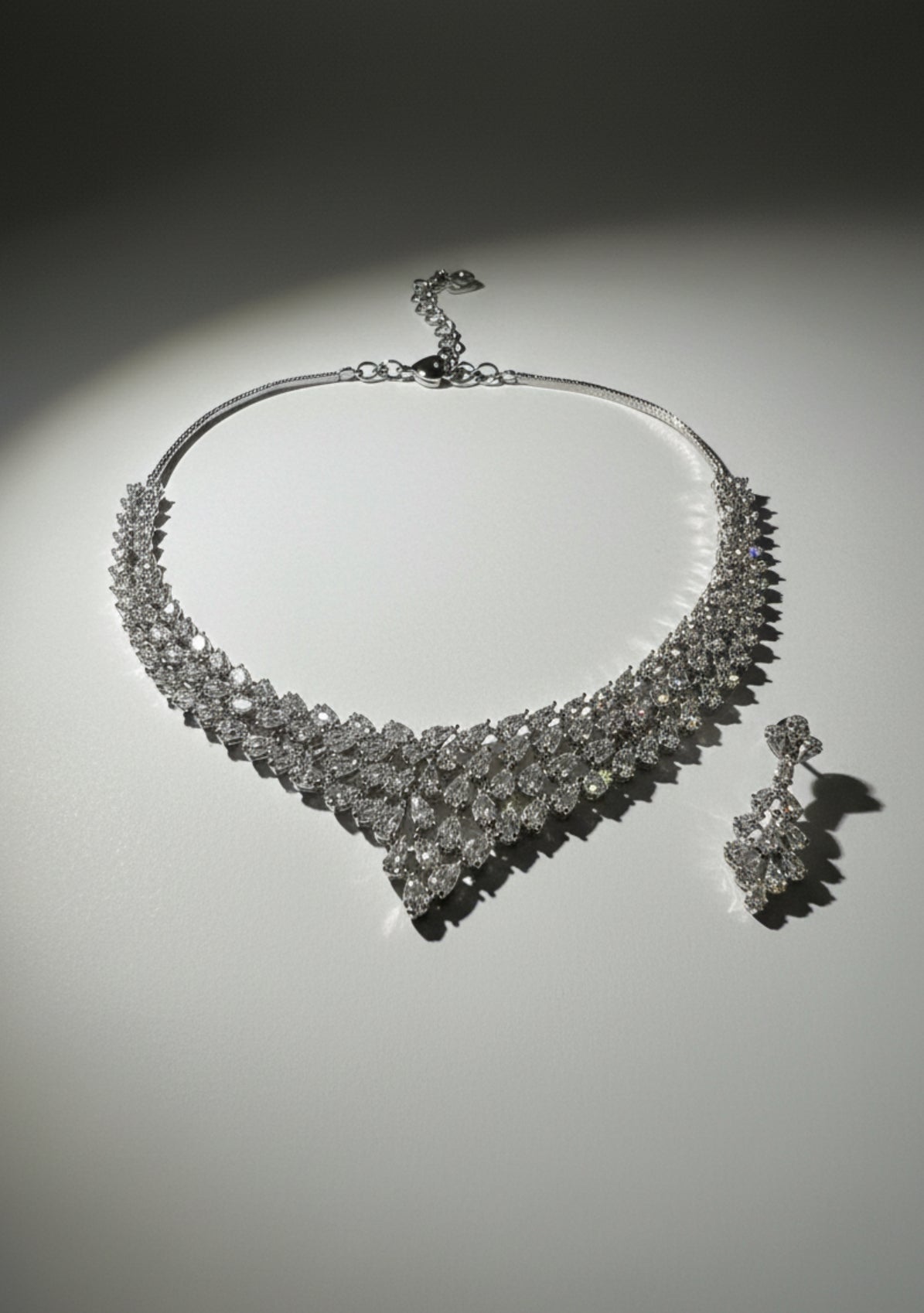 Diamond Cluster Statement Necklace Set