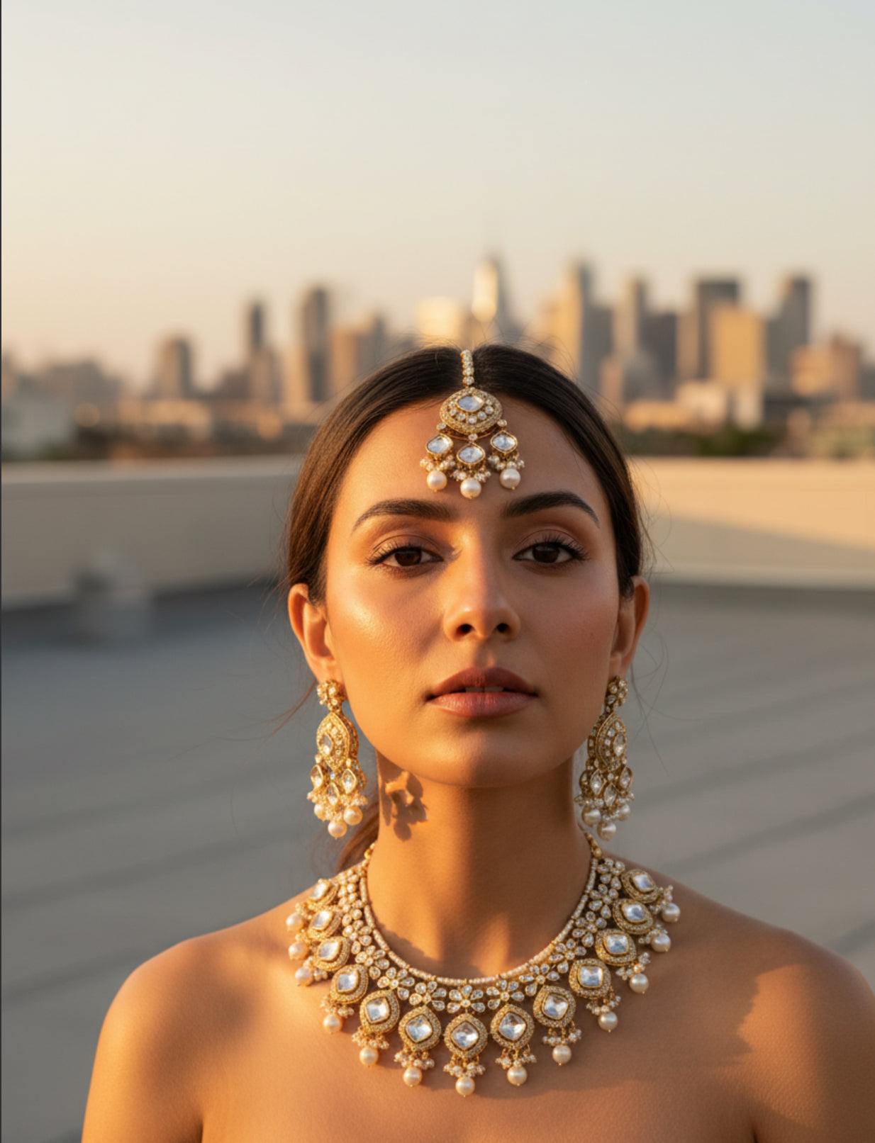 Gold and Pearl Kundan Bridal Jewelry Set