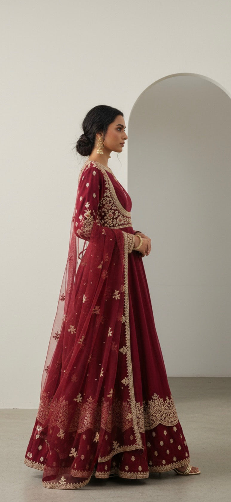Anarkali with Golden Embroidery