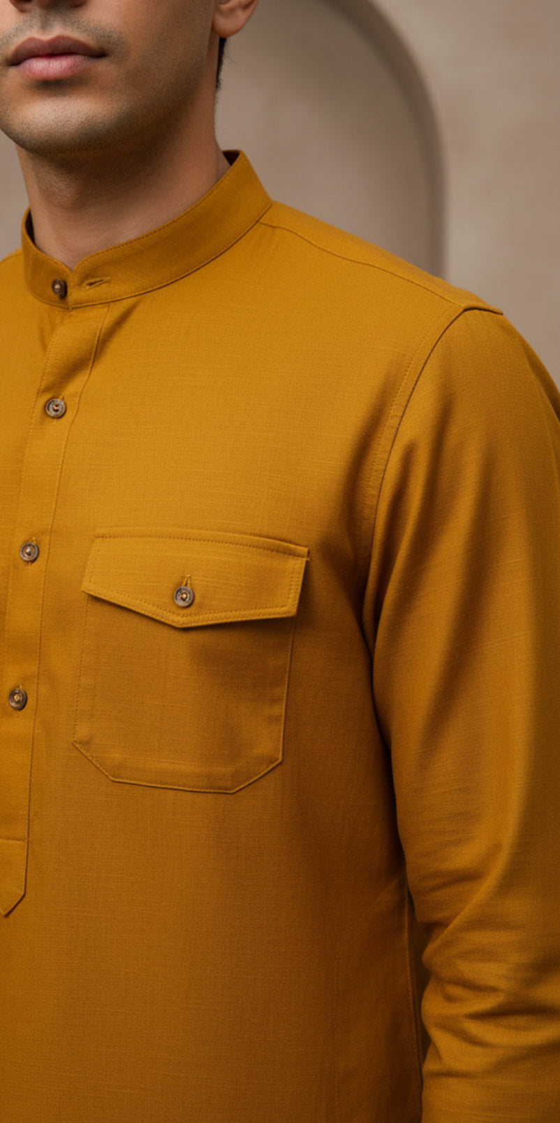 Mustard Yellow Classic Kurta Pajama Set for Men