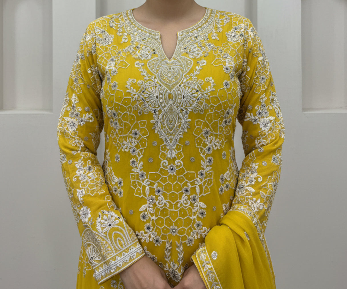 Radiant Mustard Embroidered Sharara Set