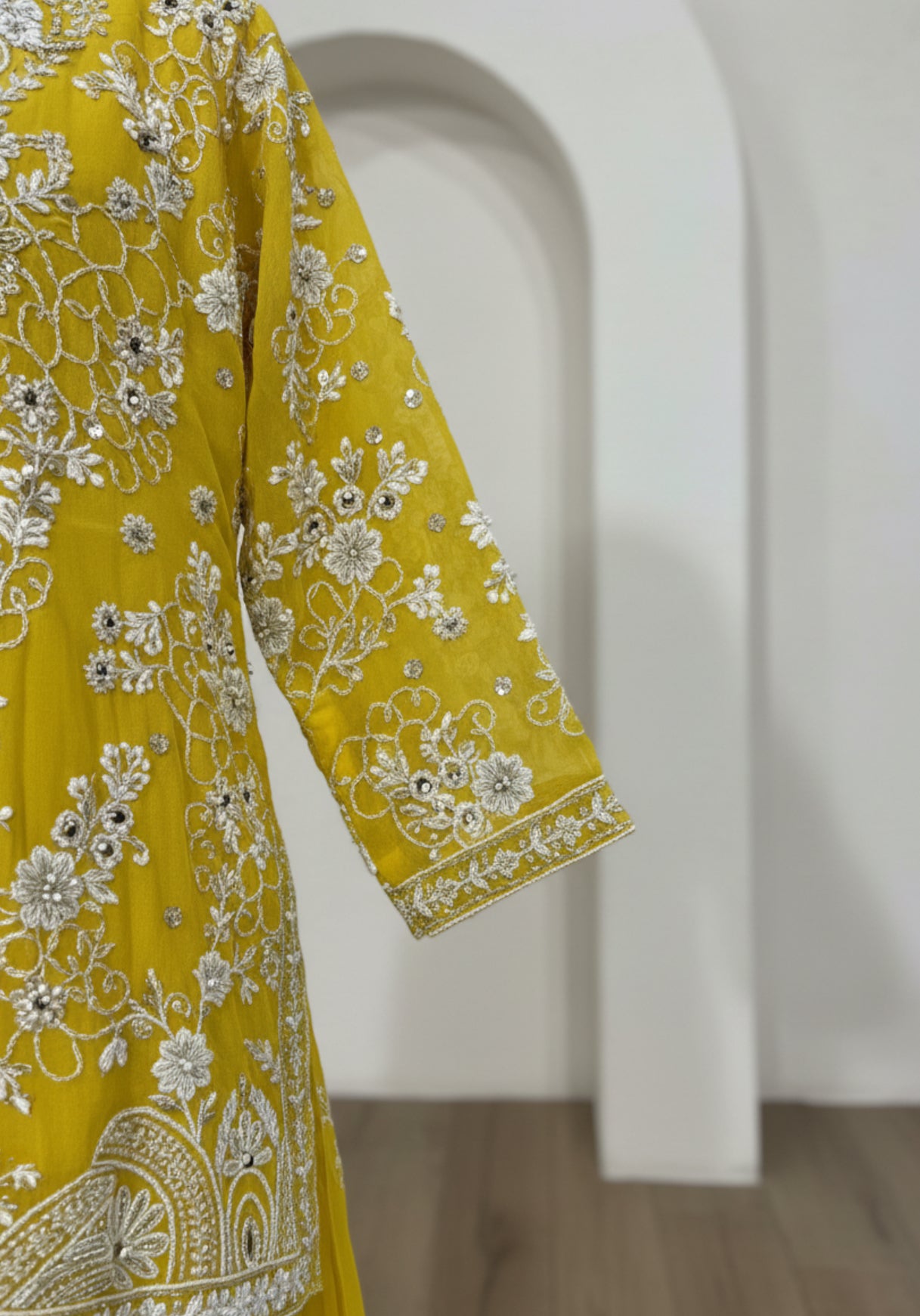 Radiant Mustard Embroidered Sharara Set