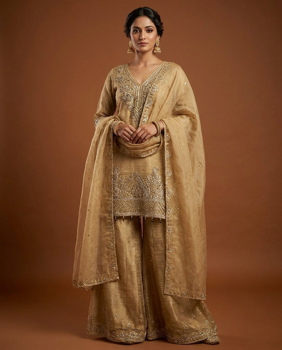 Gold Elegant three-piece suit