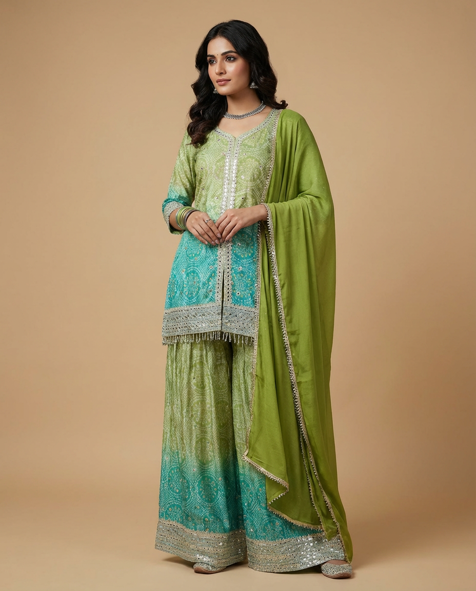 Embroidered Sharara Suit