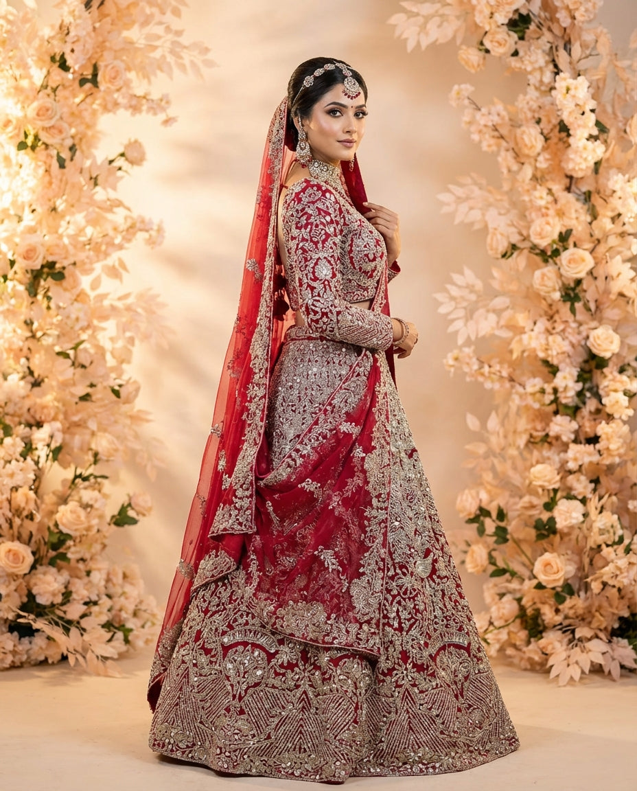Turquoise Blue Embroidered Lehenga Set