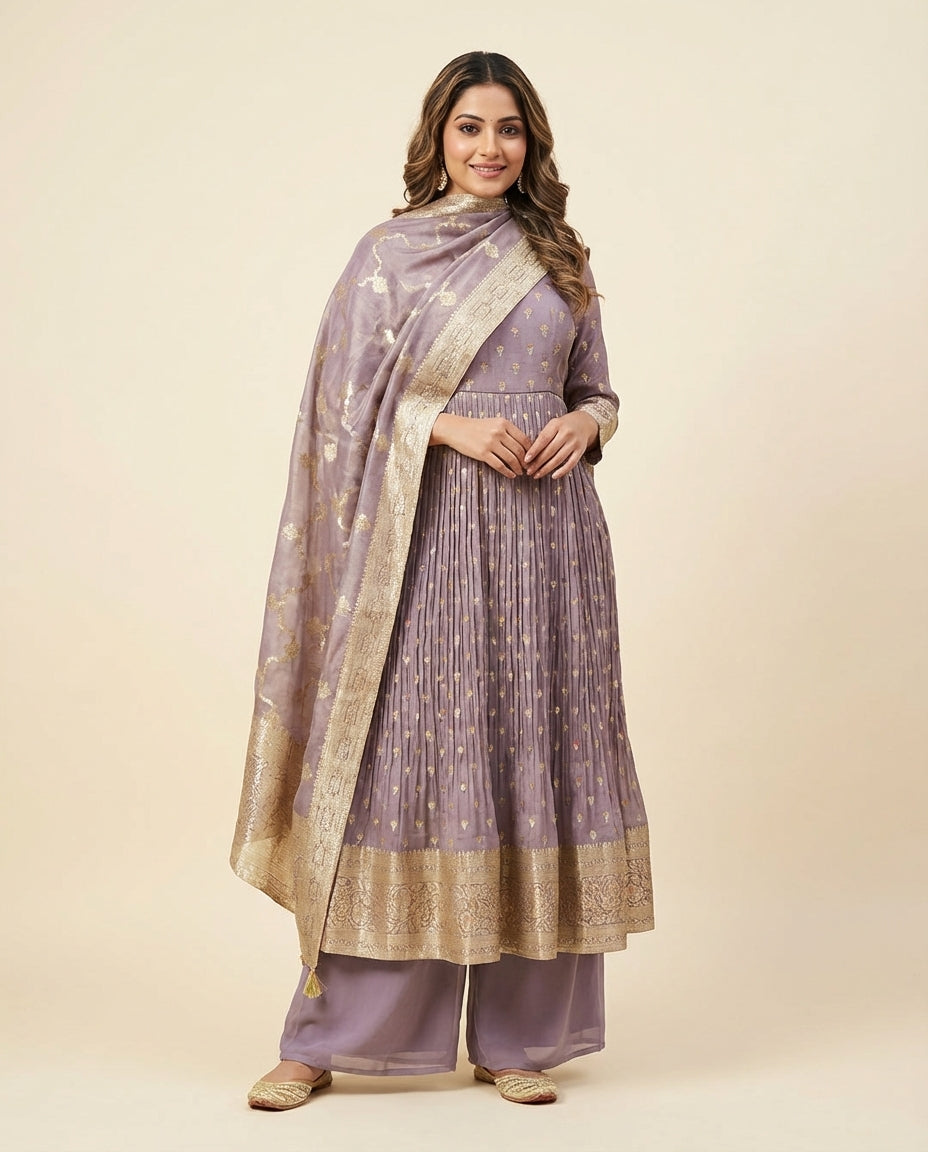 Embroidered Anarkali Suit Set