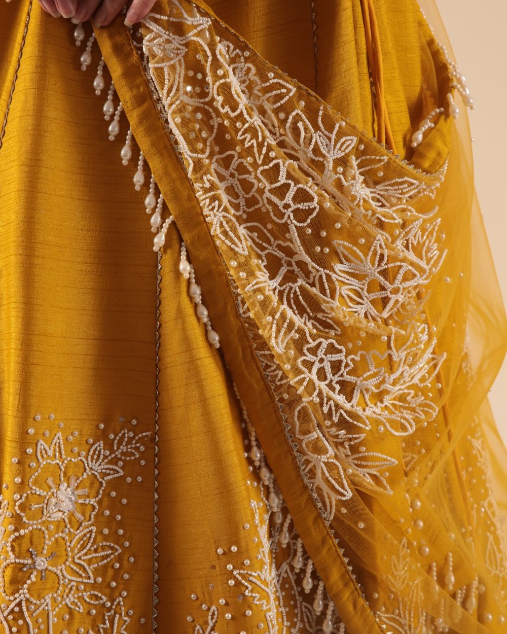 Mustard Yellow Embroidered Lehenga Set