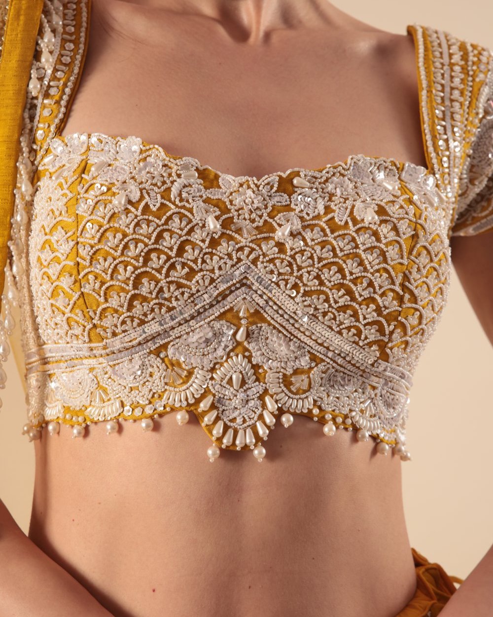 Mustard Yellow Embroidered Lehenga Set