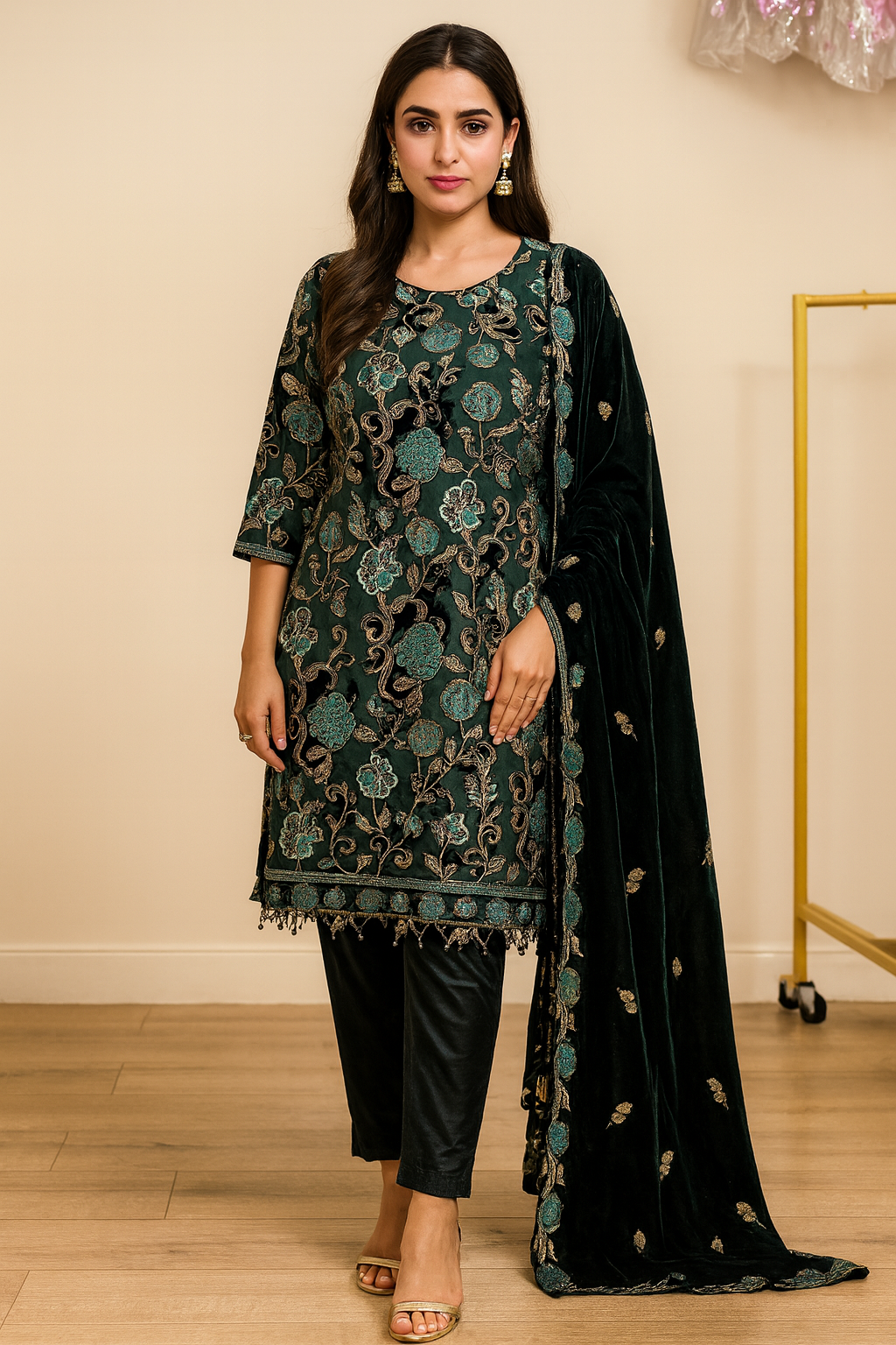 Velvet printed suit