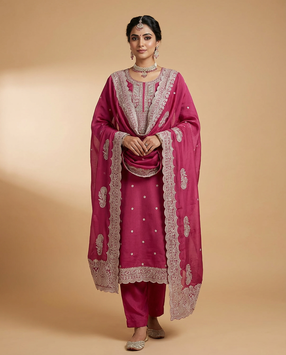 Embroidered Unstitched Suit Set with Designer Dupatta