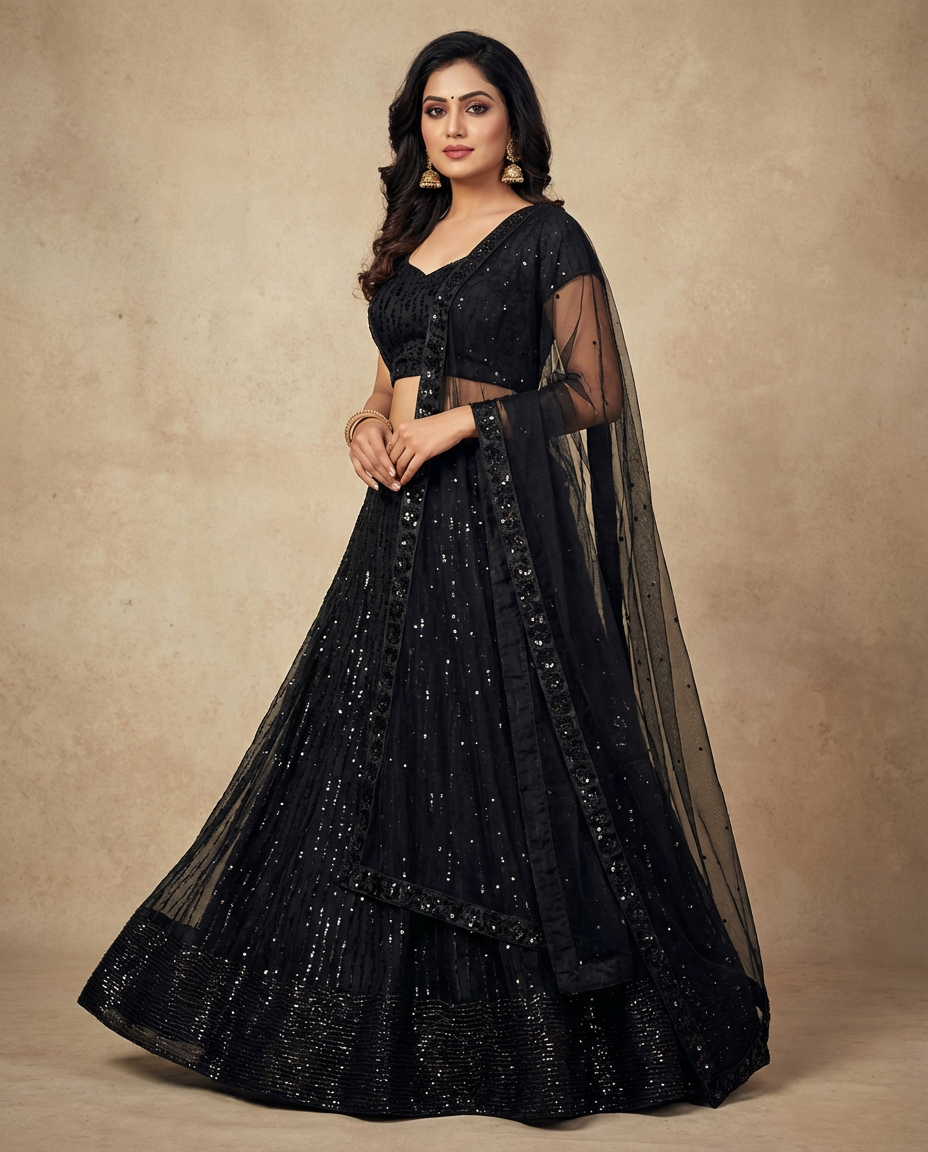 Black Sequined Lehenga