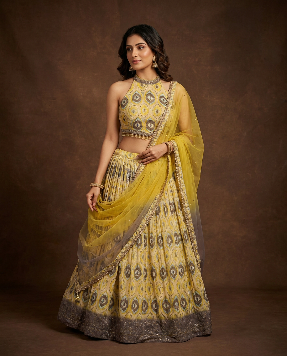 Elegant halter neck top lehenga
