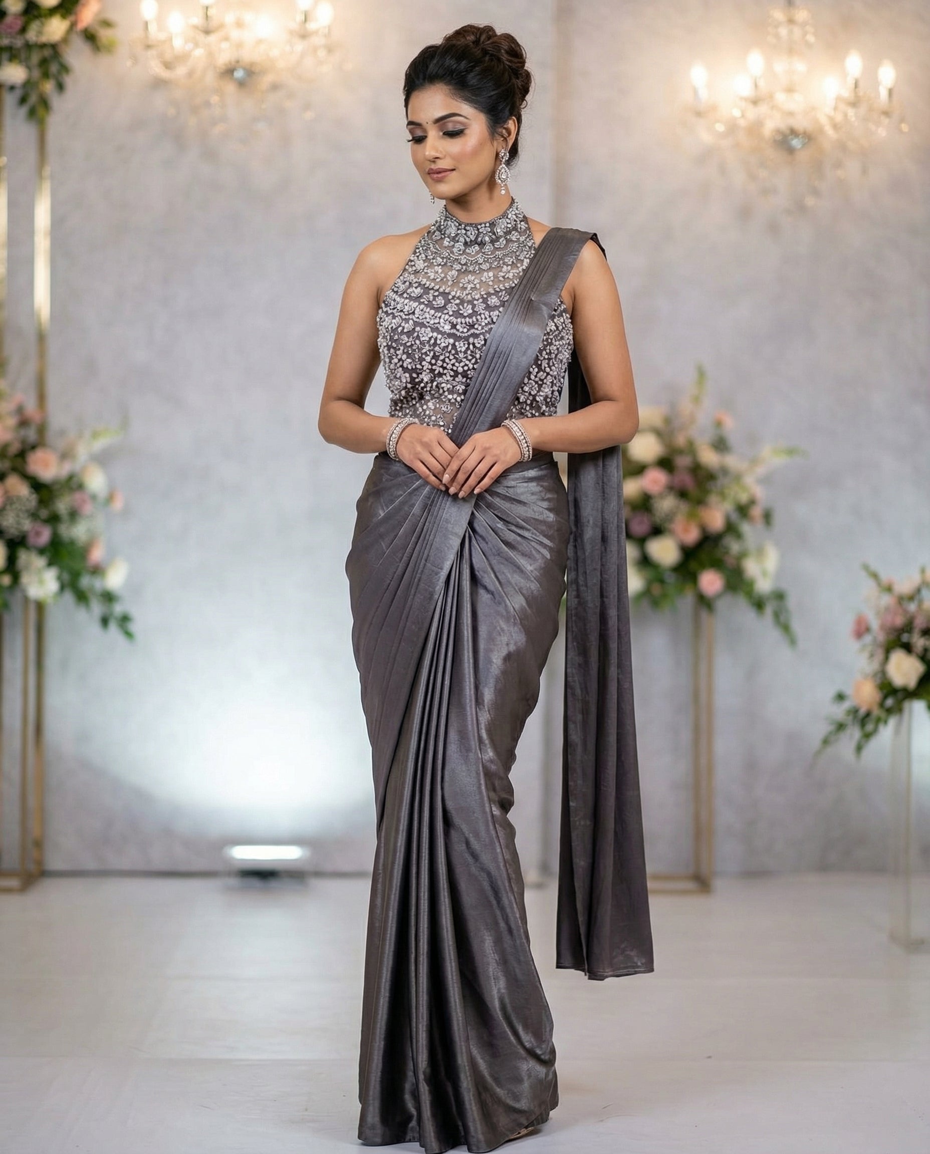 Graceful Metallic Drape Saree