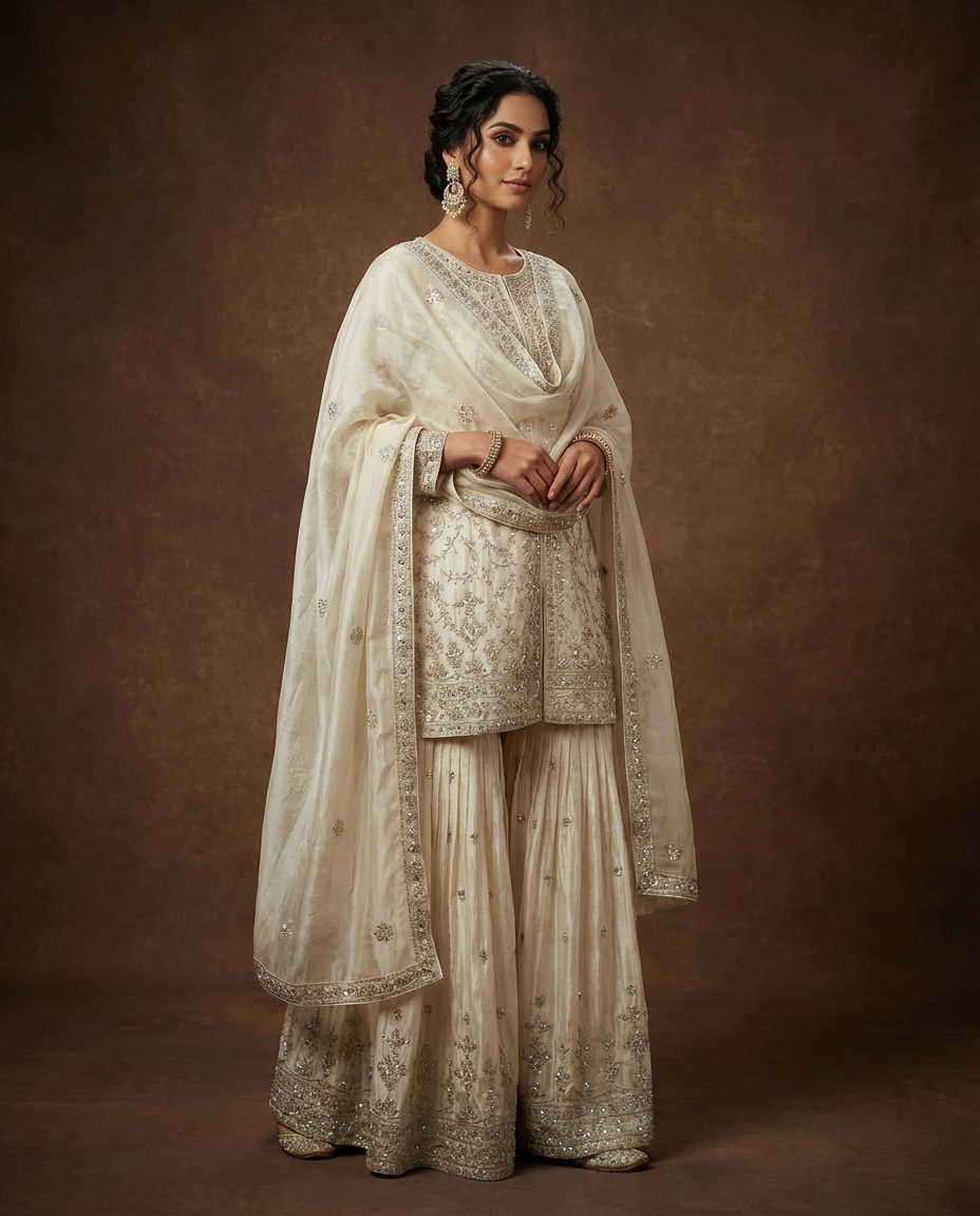 Embroidered Semi Formal Sharara Set