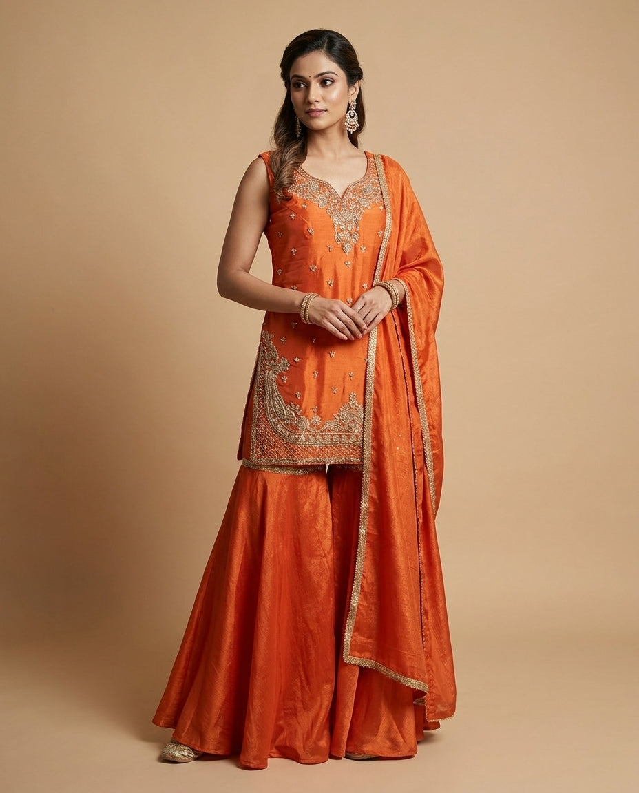 Rust orange sharara suit
