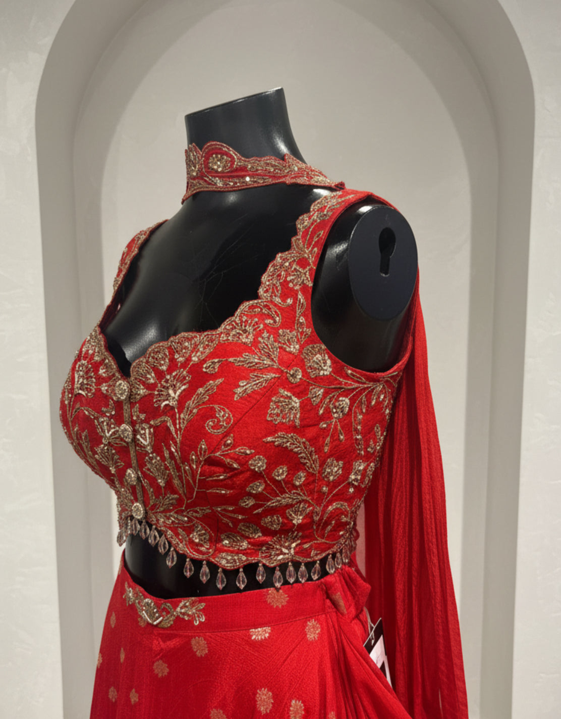 Red Embroidered Lehenga Set