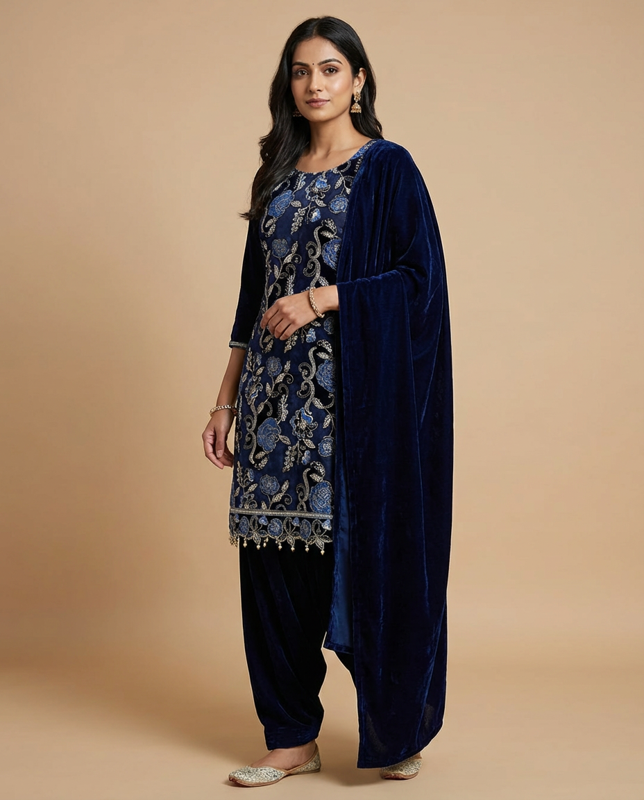 Velvet printed suit