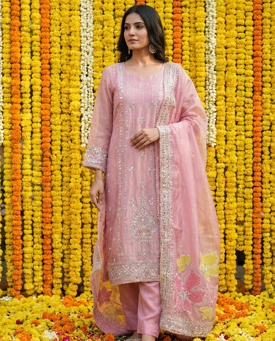 Unstitched Embroidered Suit