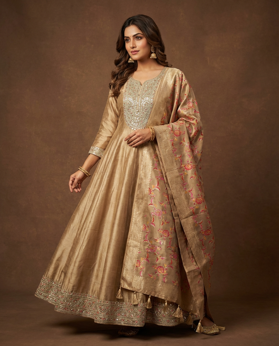 Embroidered Anarkali Suit Set