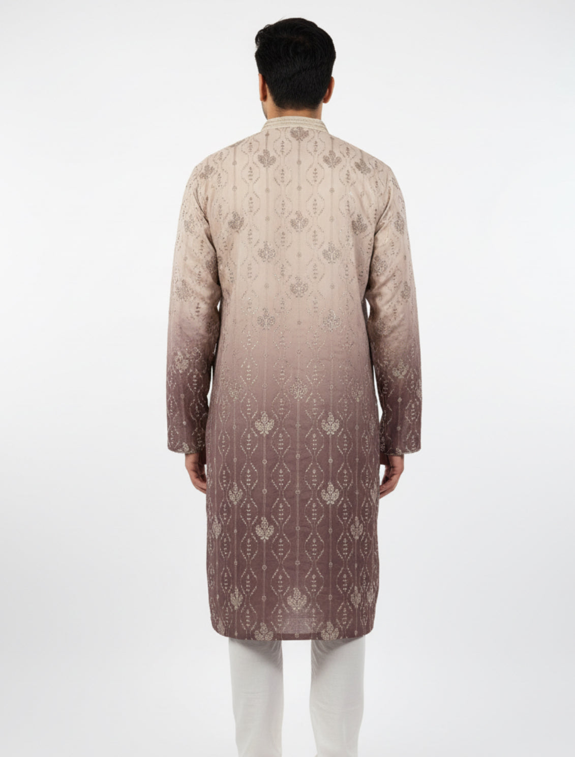 Mauve Ombré Embroidered Kurta for Men