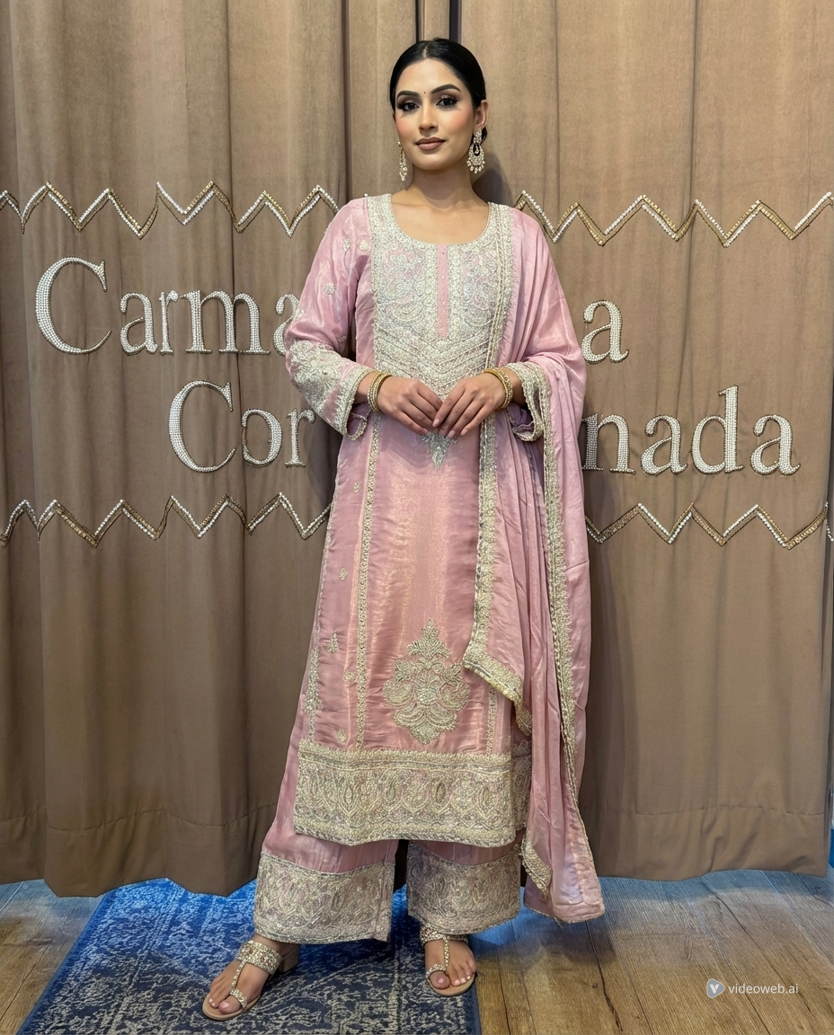 Blush Pink Embroidered Formal Pant Suit