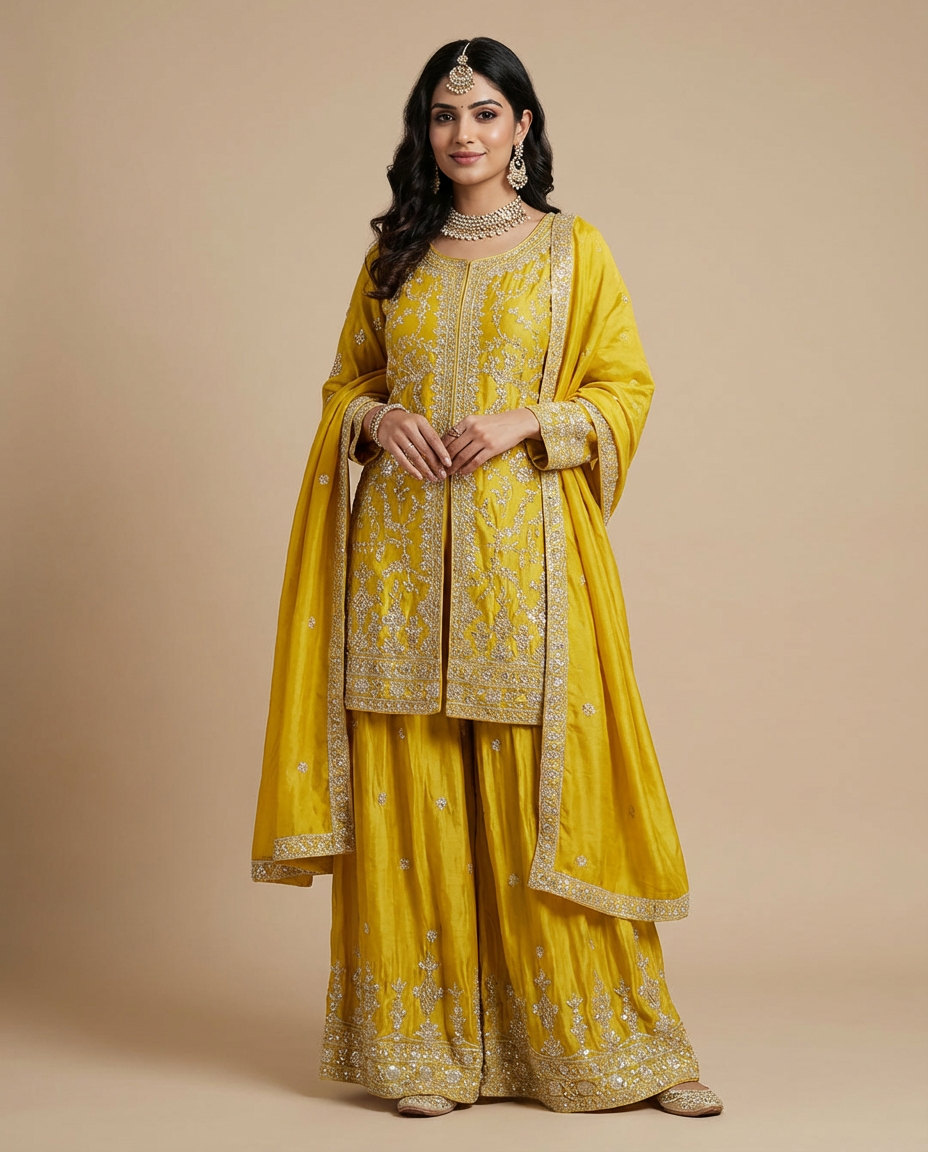Embroidered Semi Formal Sharara Set