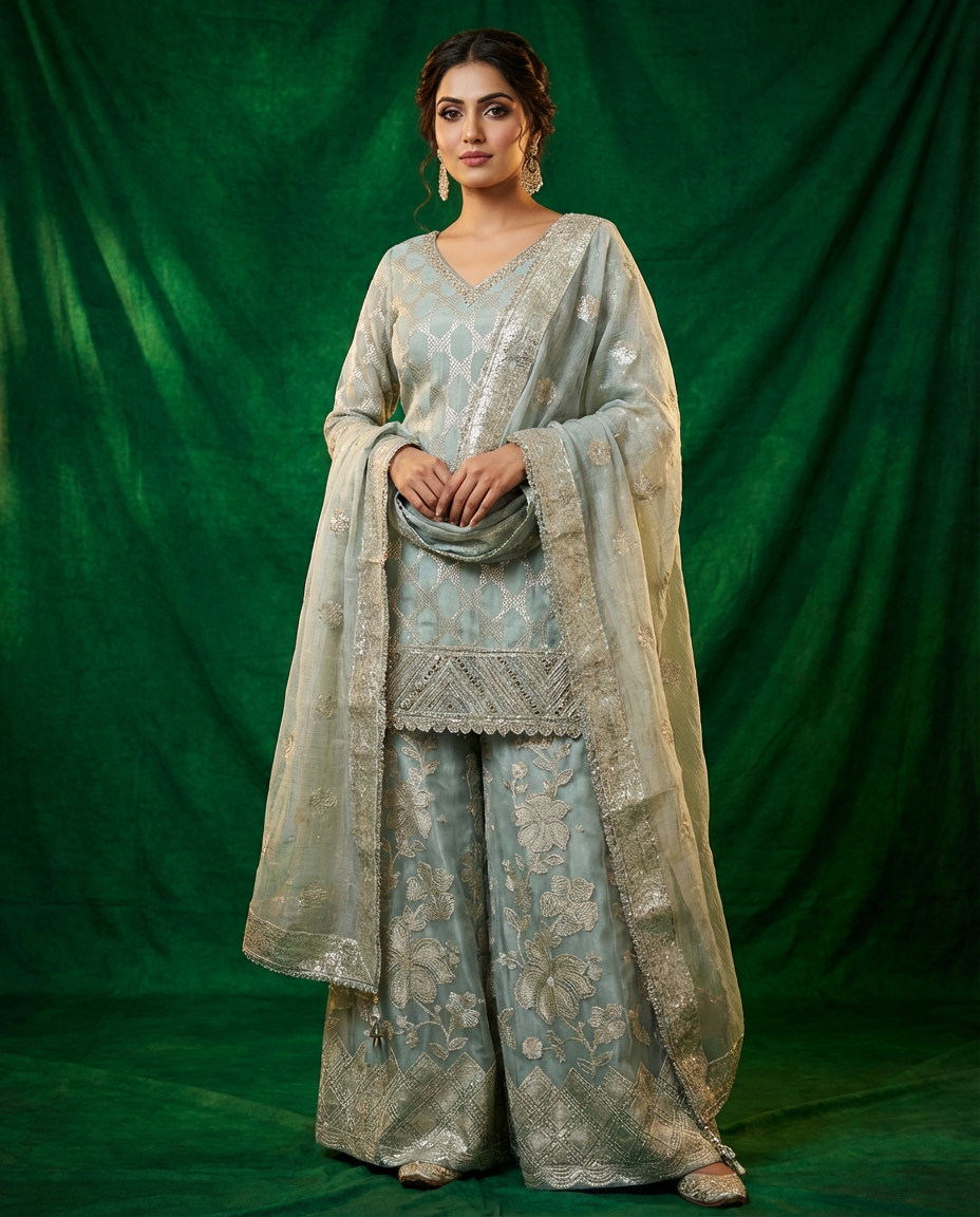 Embroidered Sharara Set