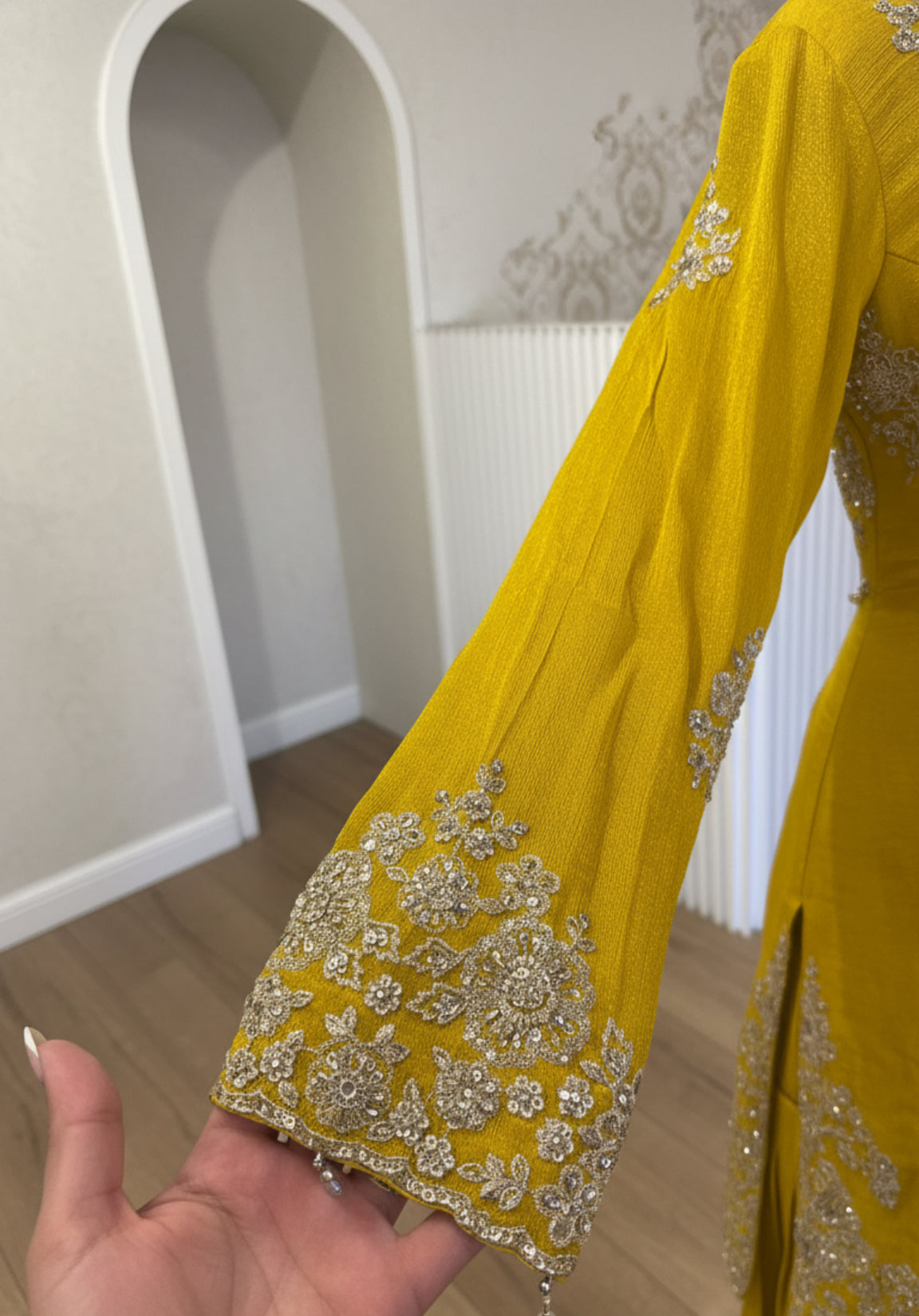 Mustard Yellow Embroidered Sharara Set