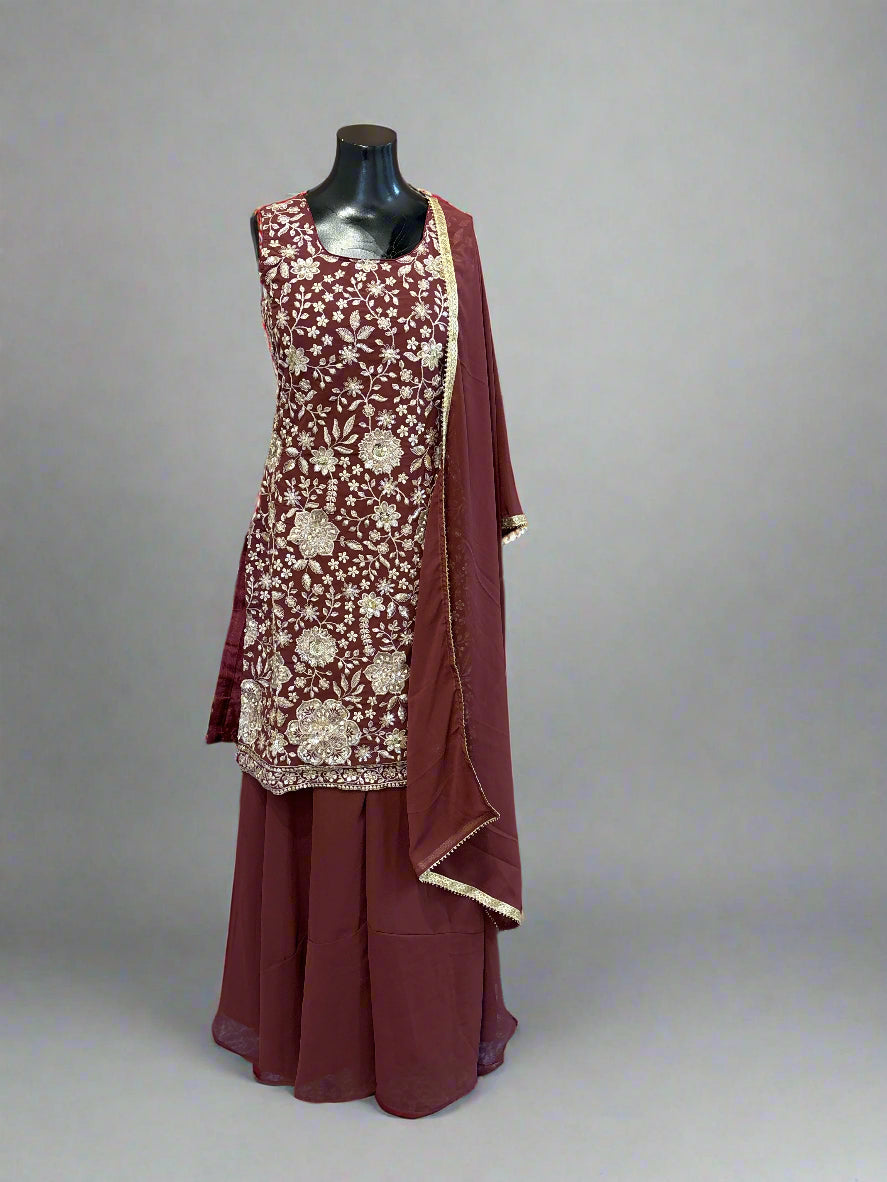Embroidered Sharara Suit Set