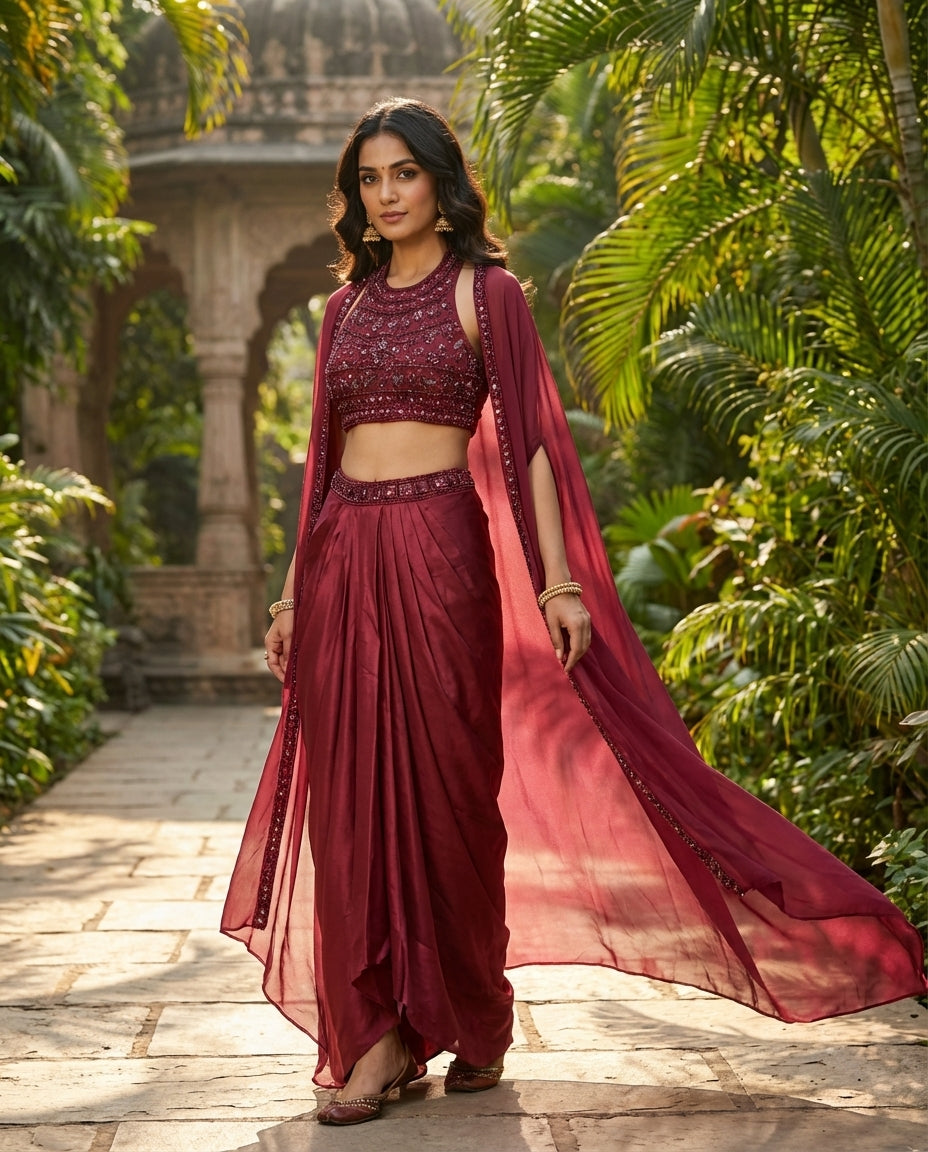 Indo western Cape Dhoti Skirt RR-023/92-13