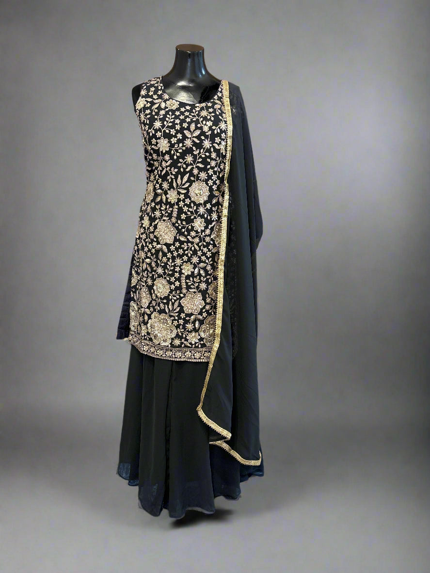Embroidered Sharara Suit Set