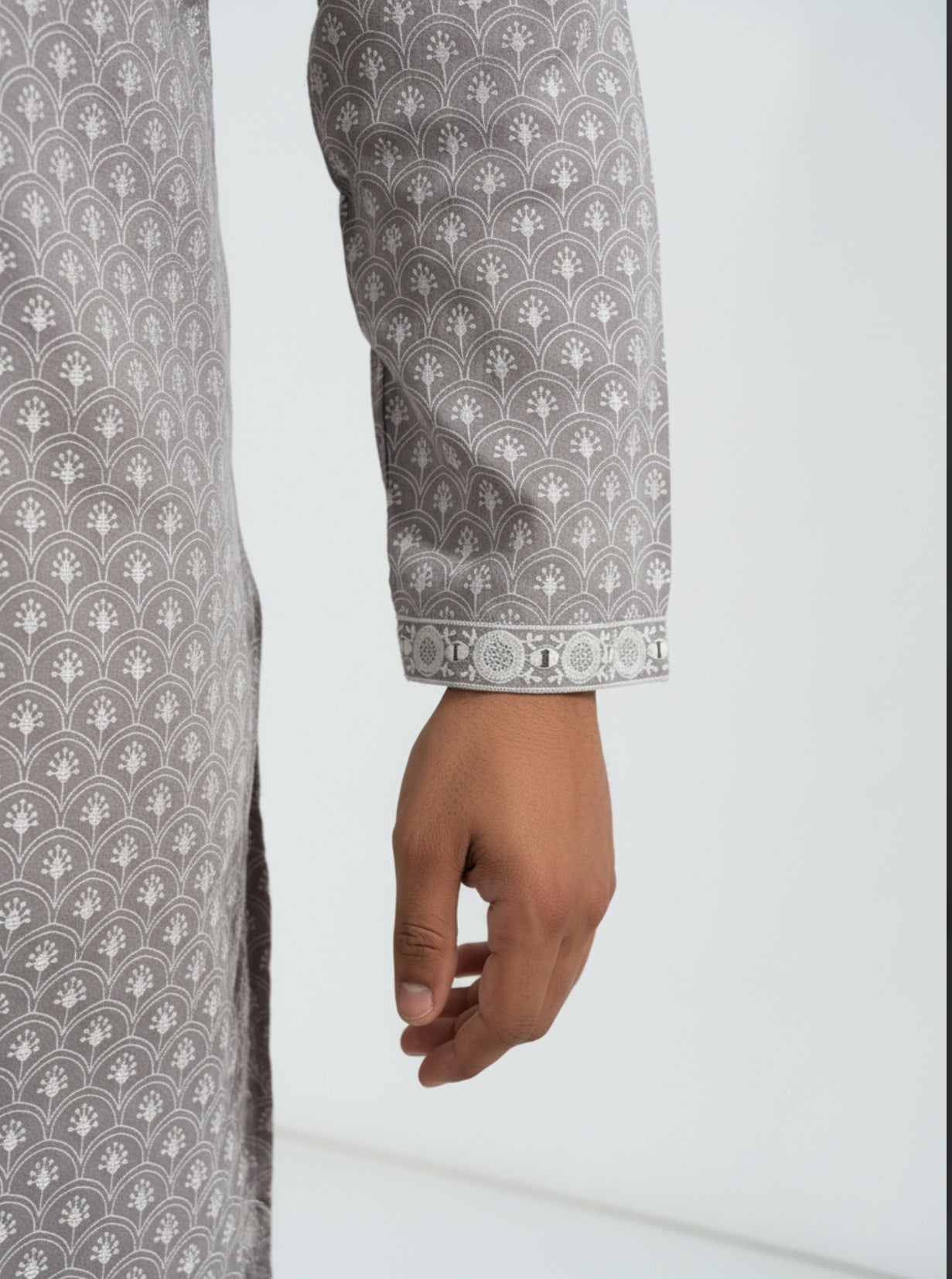 Light Grey/ Lilac Printed Kurta Set