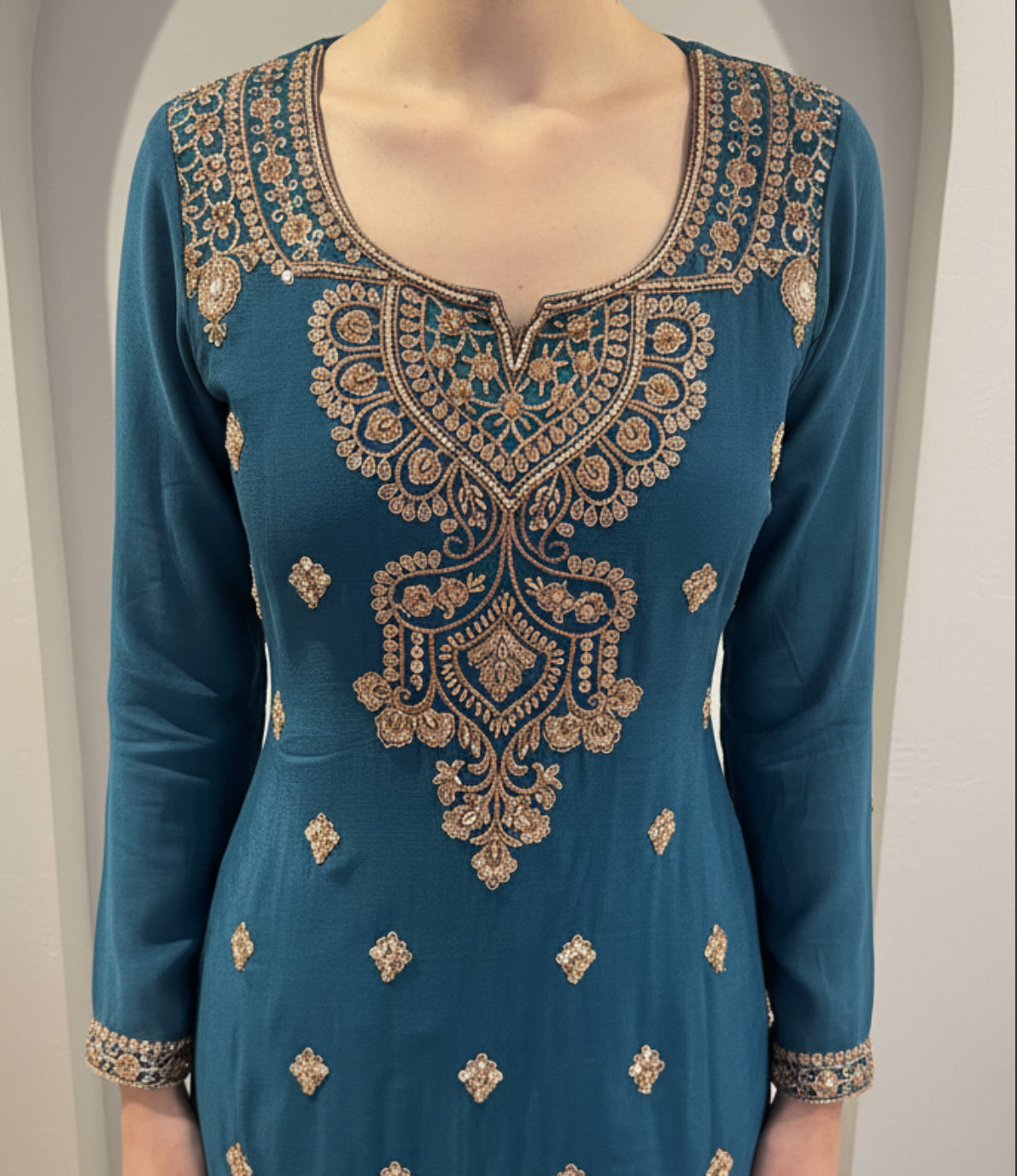 Wine Embroidered Chinnon Sharara Set