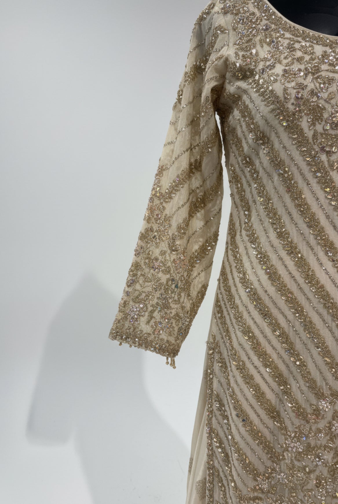 Ivory Gold Embroidered Georgette Sharara Set