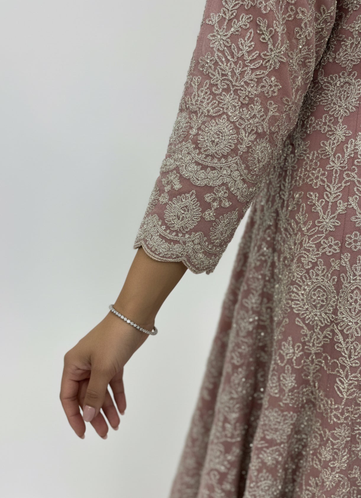 Peach Embroidered Kali Style Pant Set